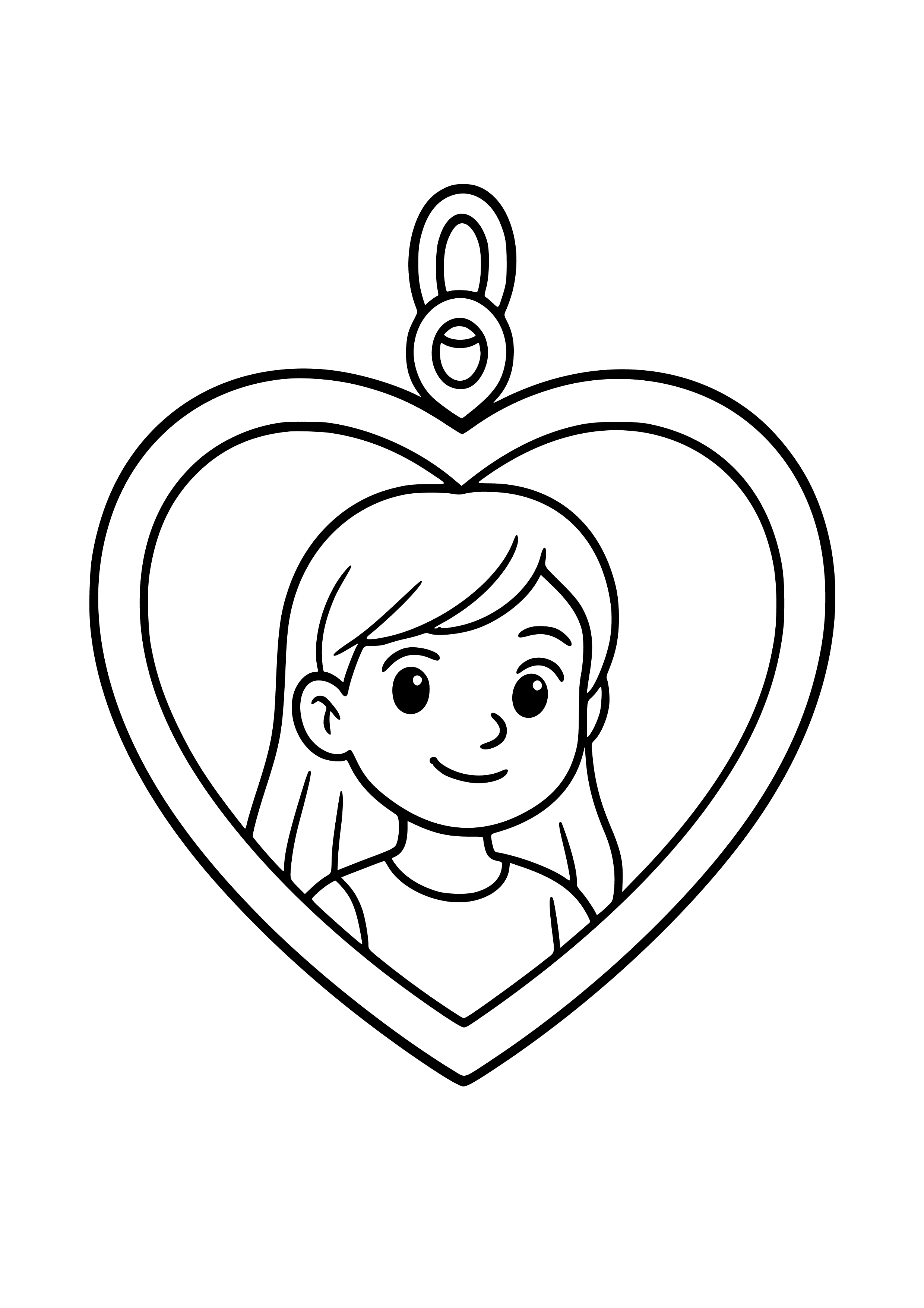 Heart-shaped Locket with a Picture Inside Coloring Page