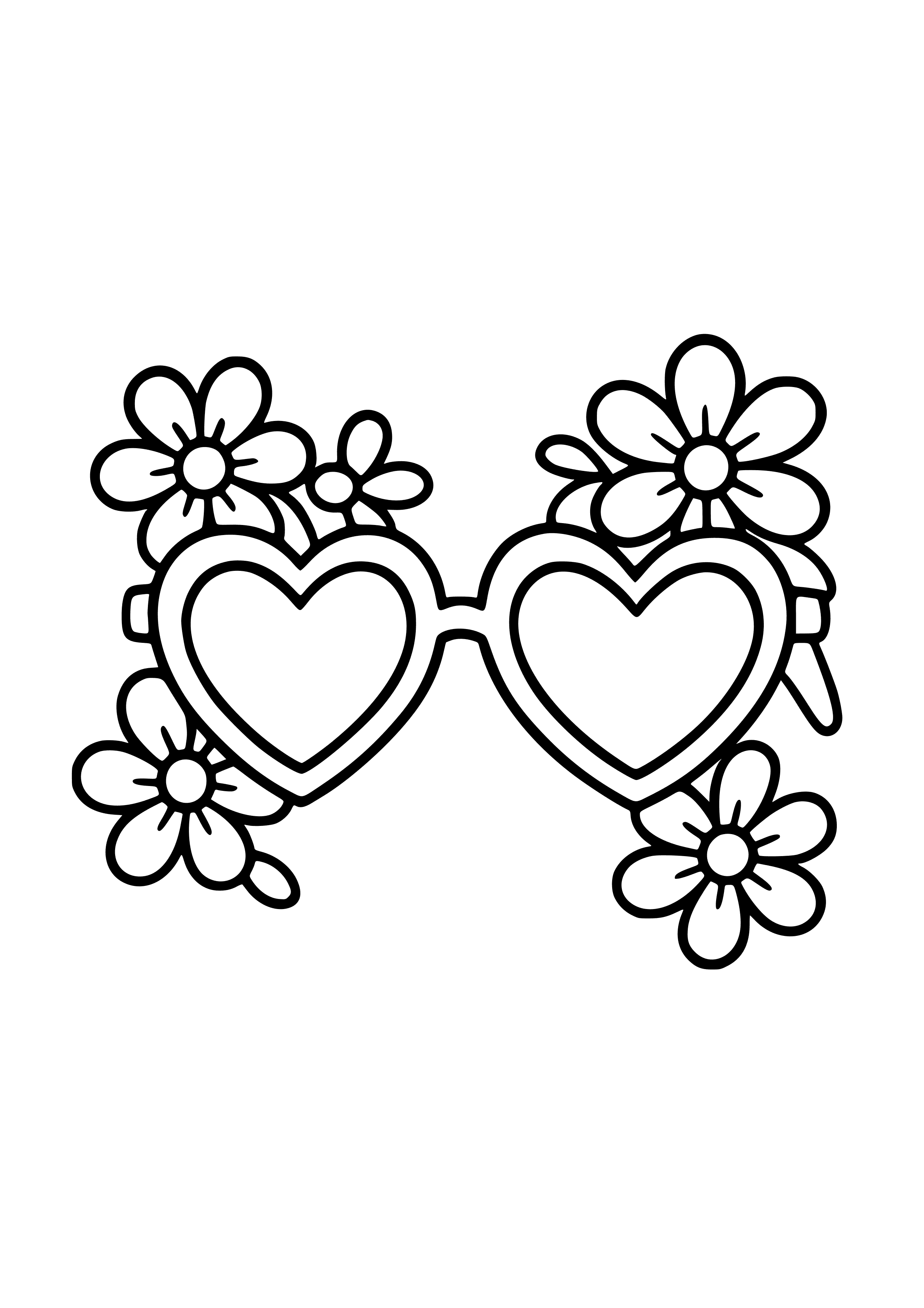 Heart-shaped Sunglasses with Flowers Coloring Page