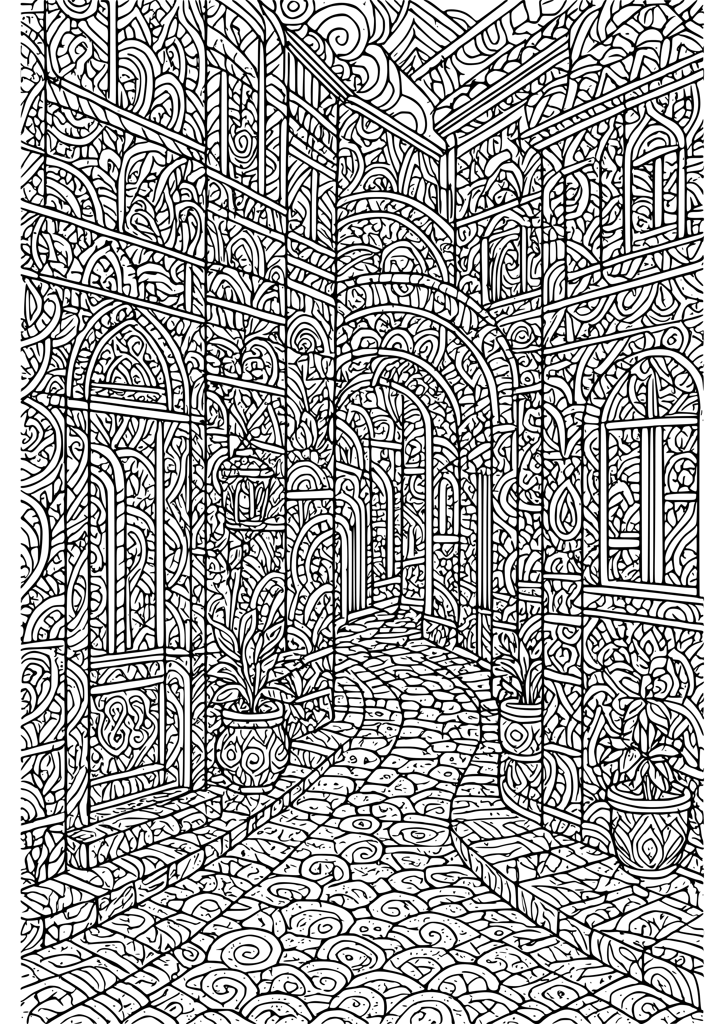 Hidden Alleys of a Vibrant City Coloring Page