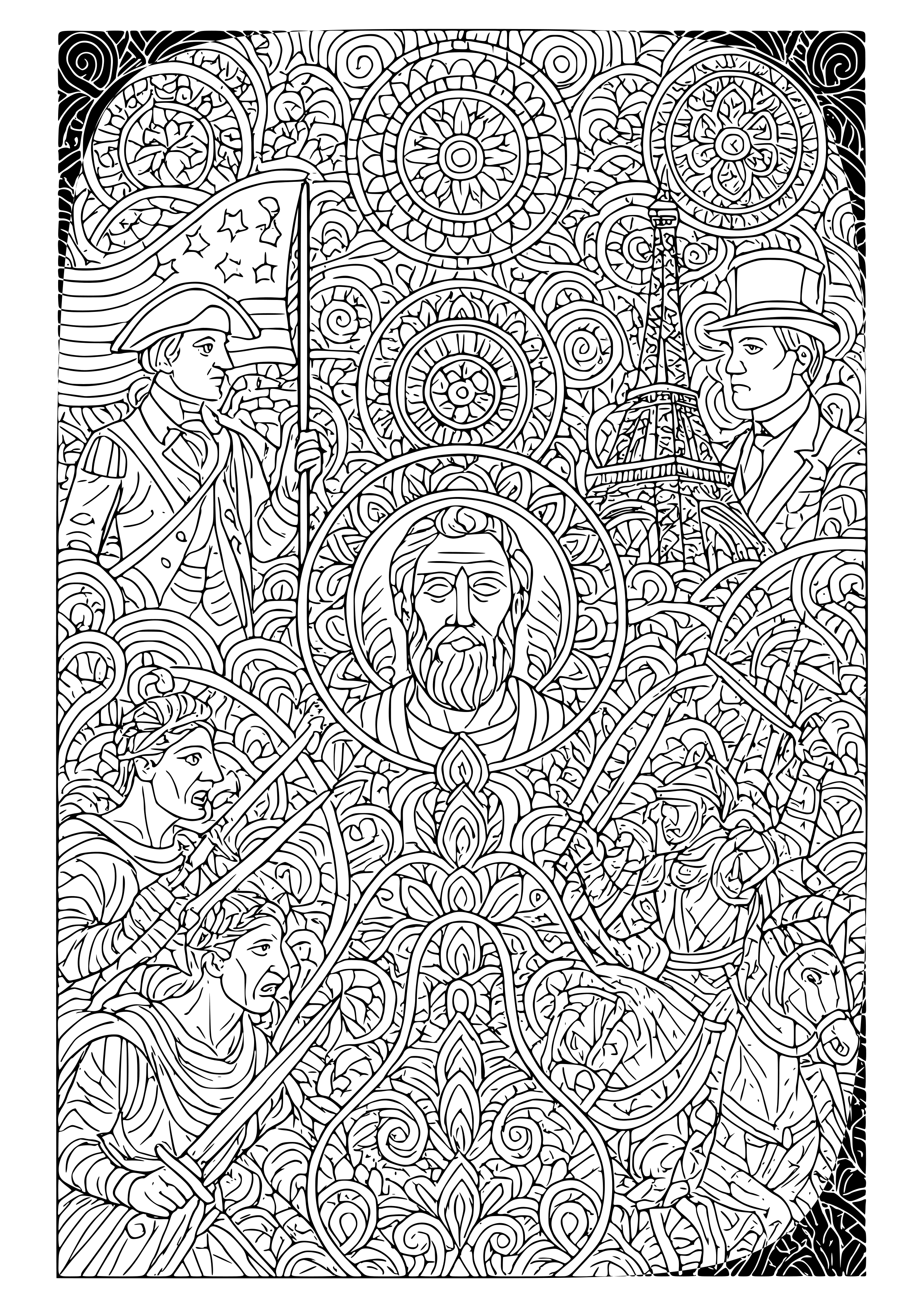 Historical Events Illustrated Coloring Page