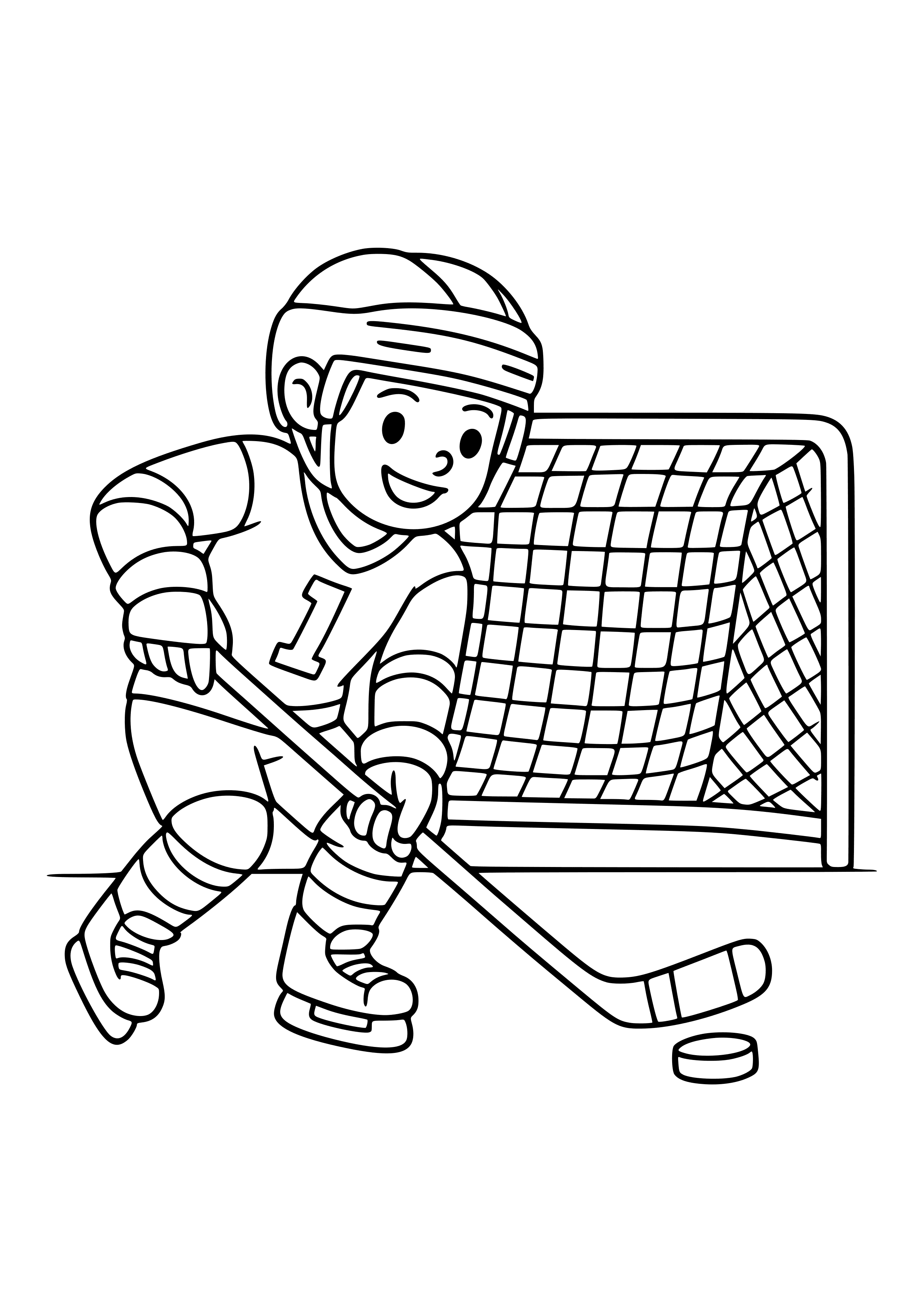 Hockey Player Scoring a Goal Coloring Page