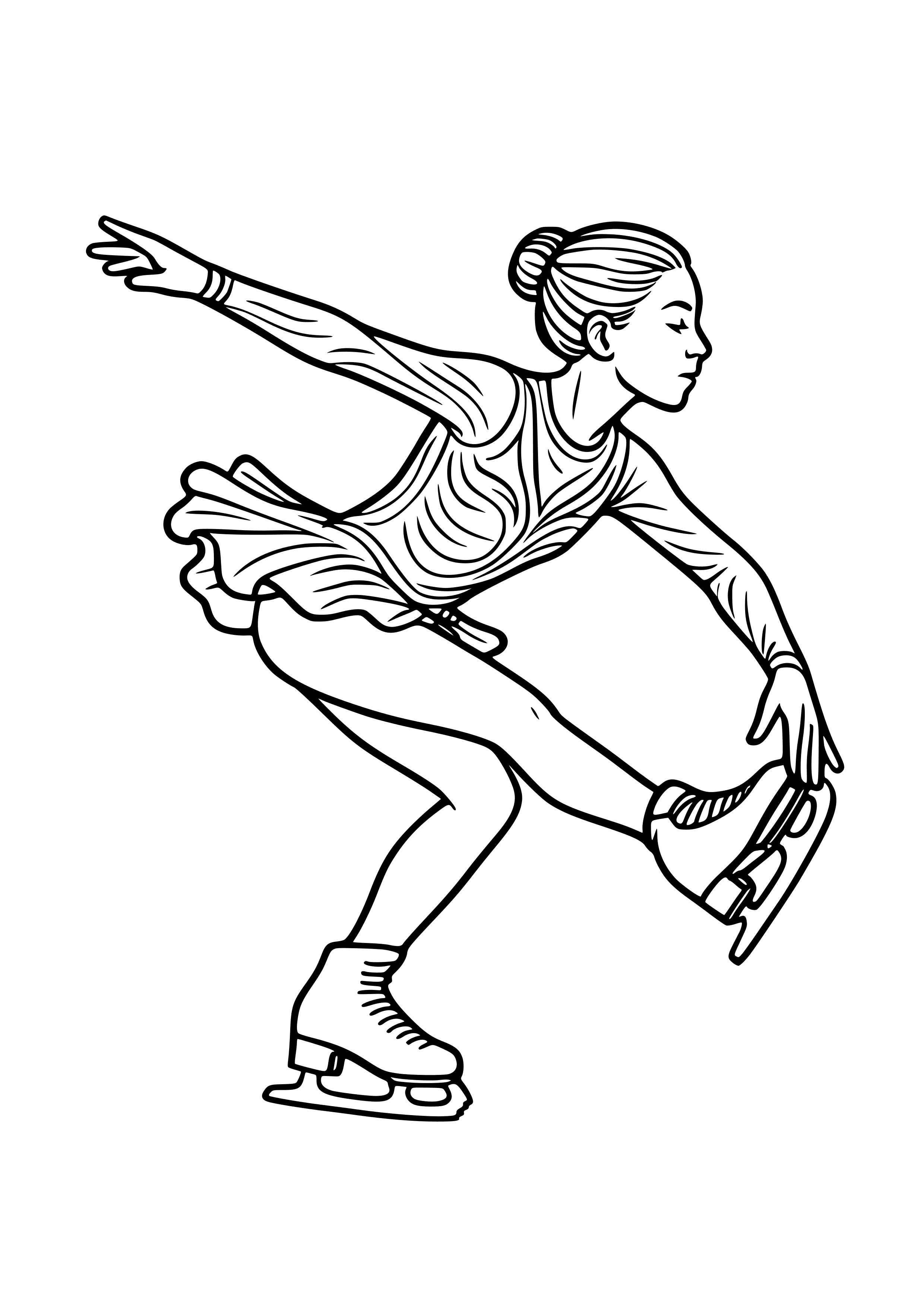 Ice Skater Performing a Spin Coloring Page