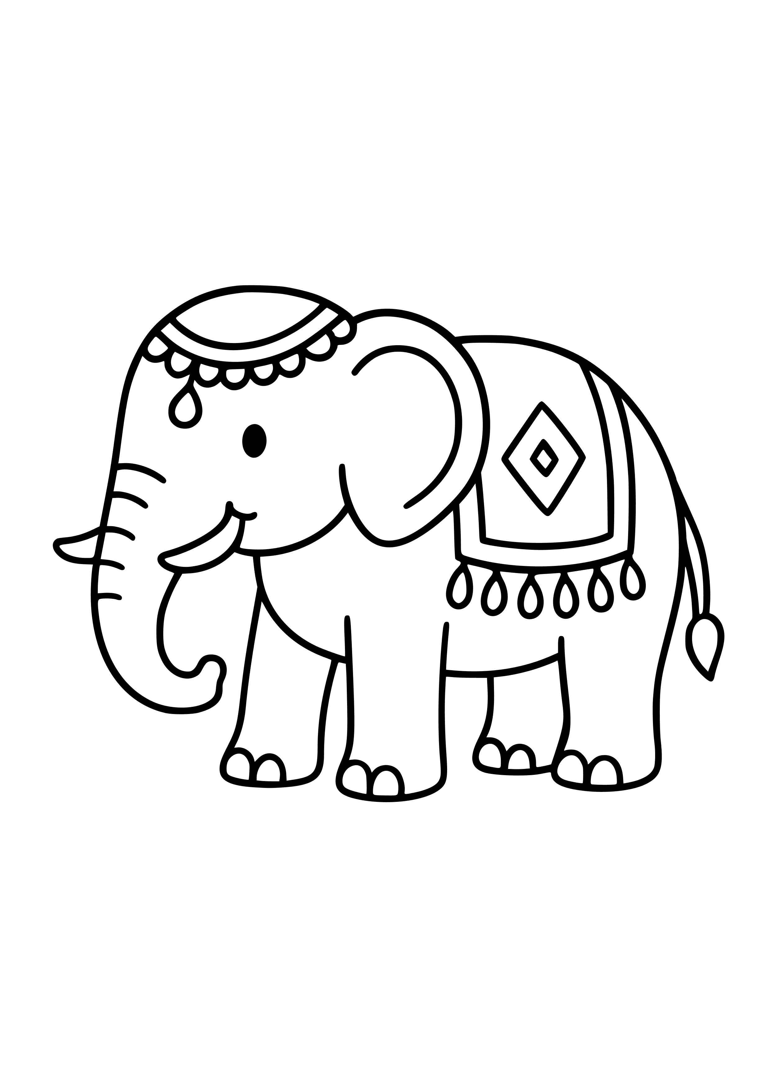 Indian Elephant Adorned for a Festival Coloring Page