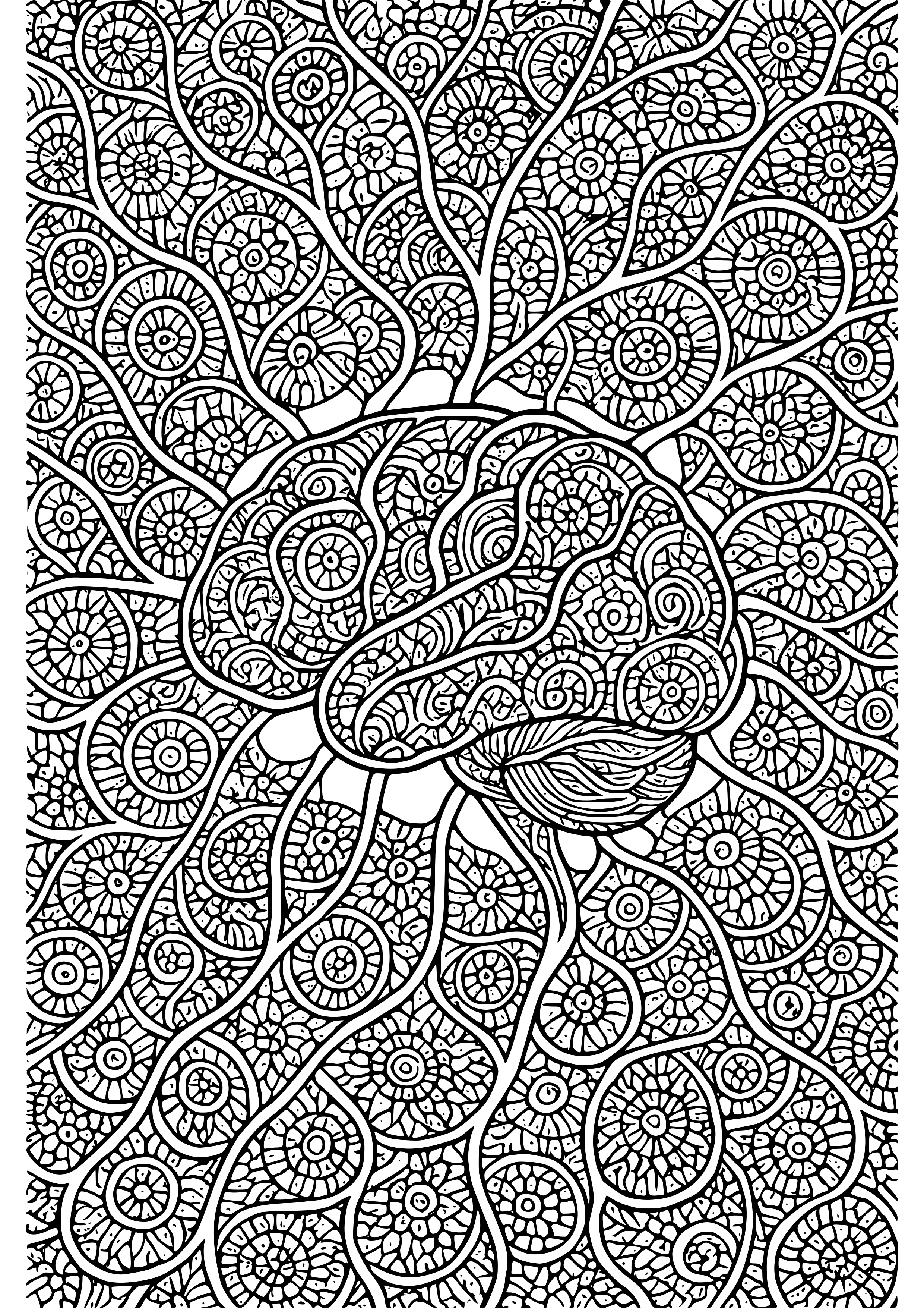 Interconnected Thoughts Represented as a Web Coloring Page