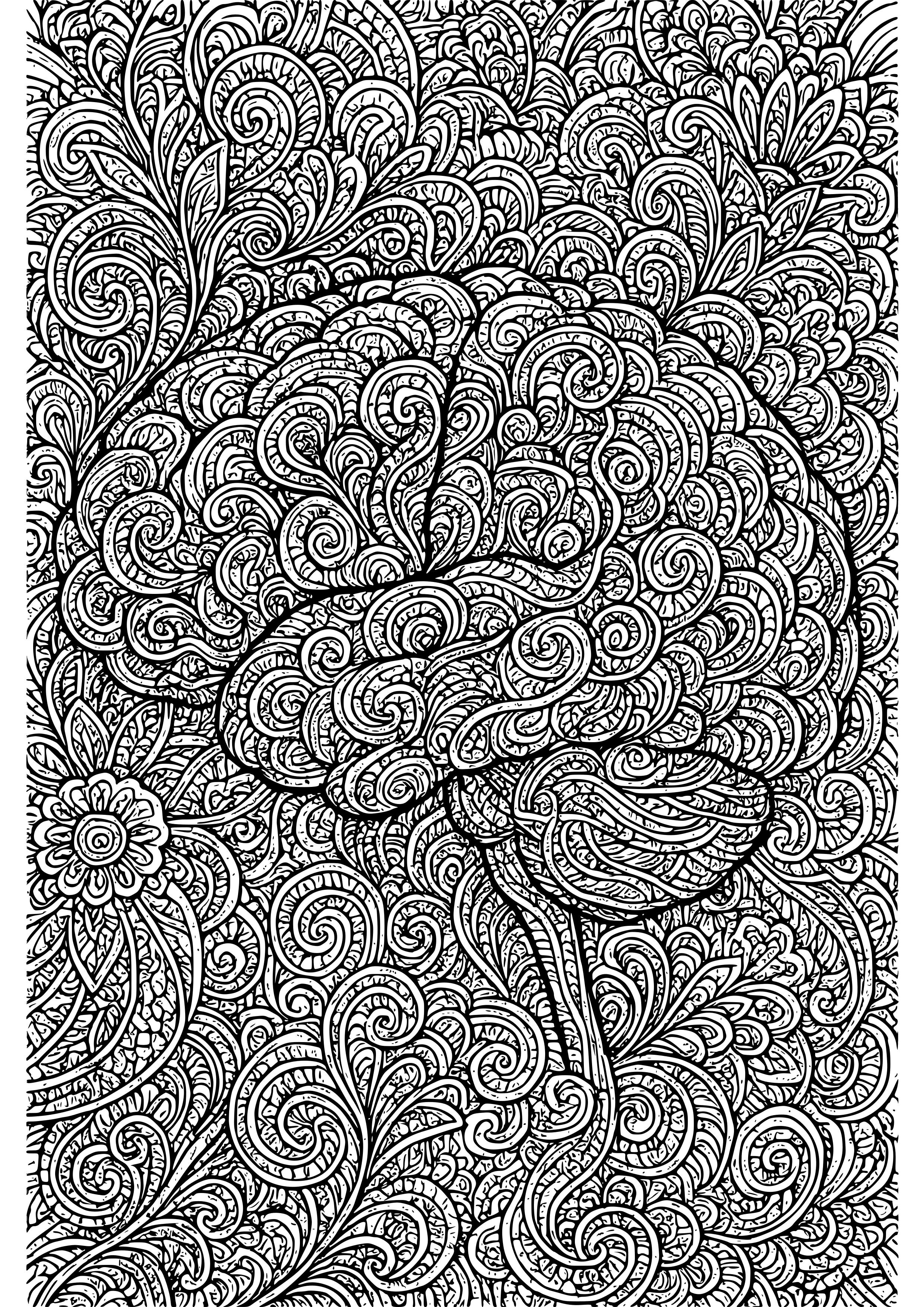 Interwoven Images Depicting the Complexity of Thought Coloring Page