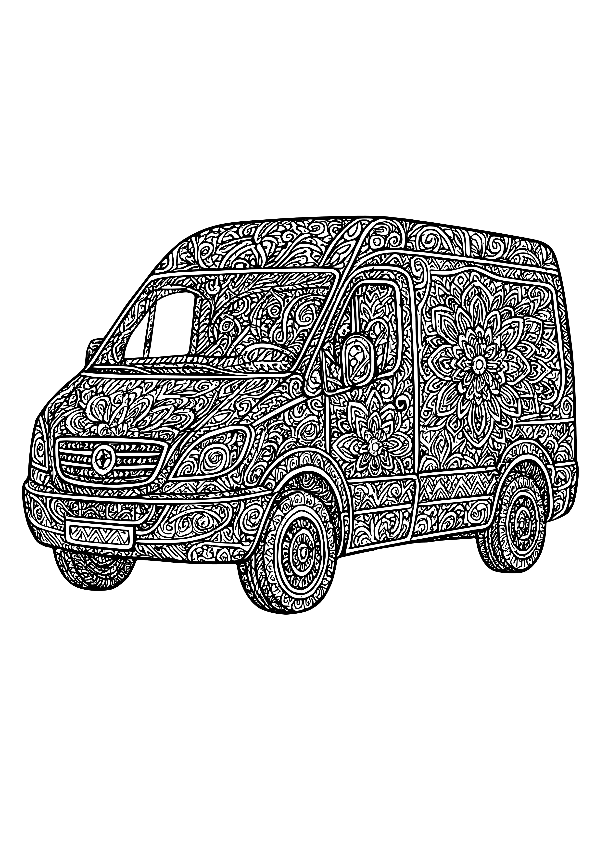 Intricate Delivery Van Coloring Page