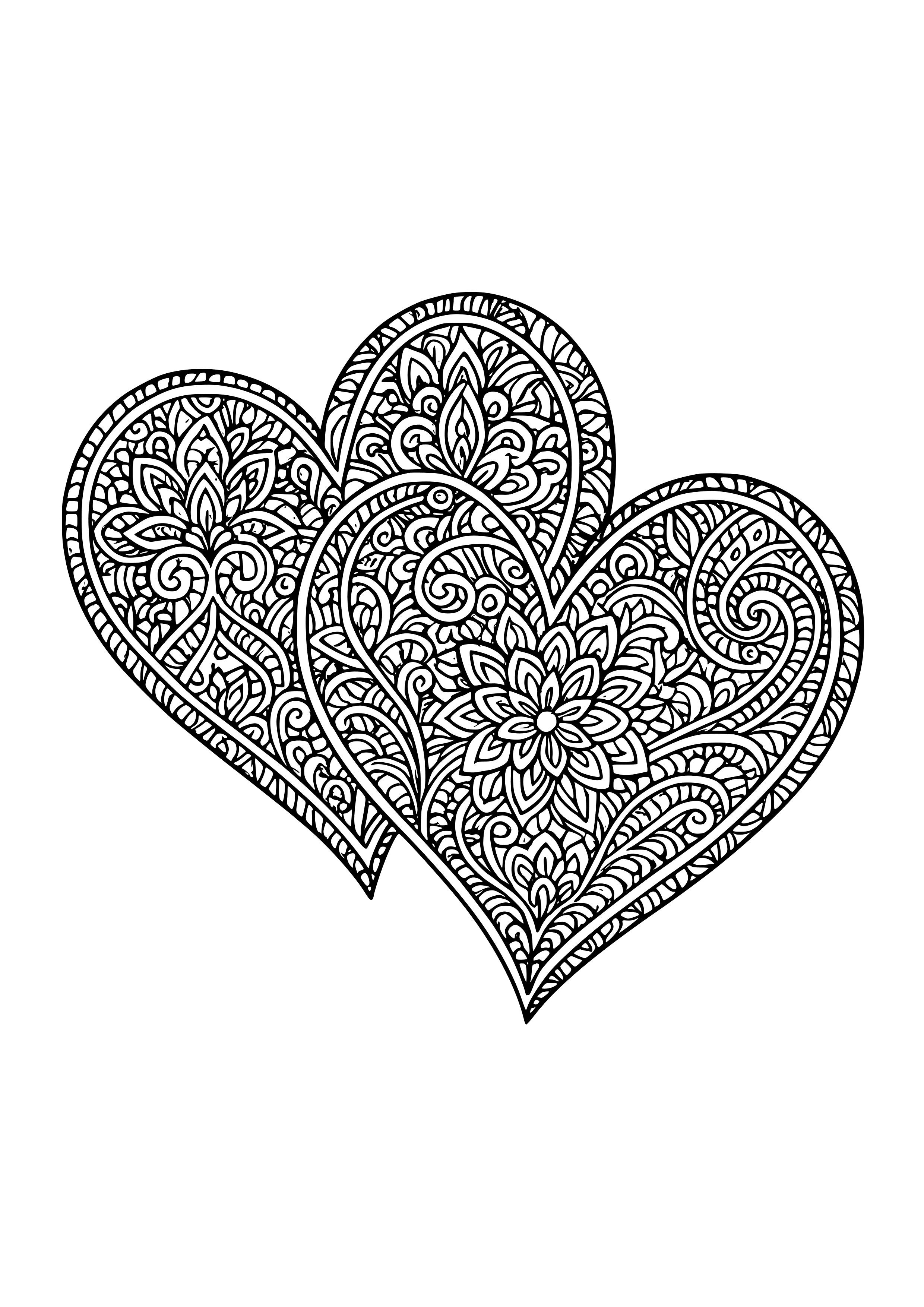 Intricate Design of Intertwined Hearts Coloring Page