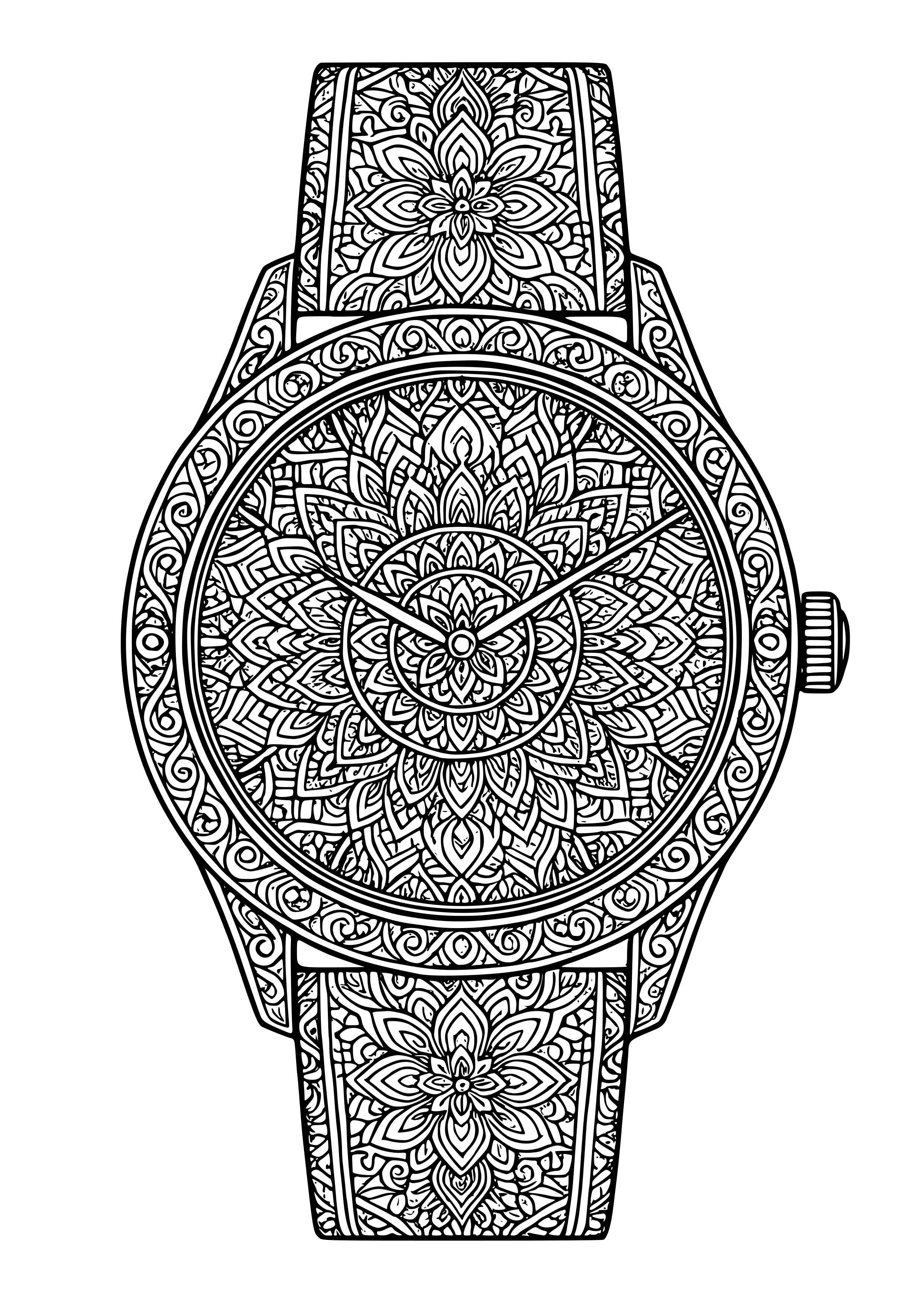 Intricate Design on a Luxury Watch Coloring Page