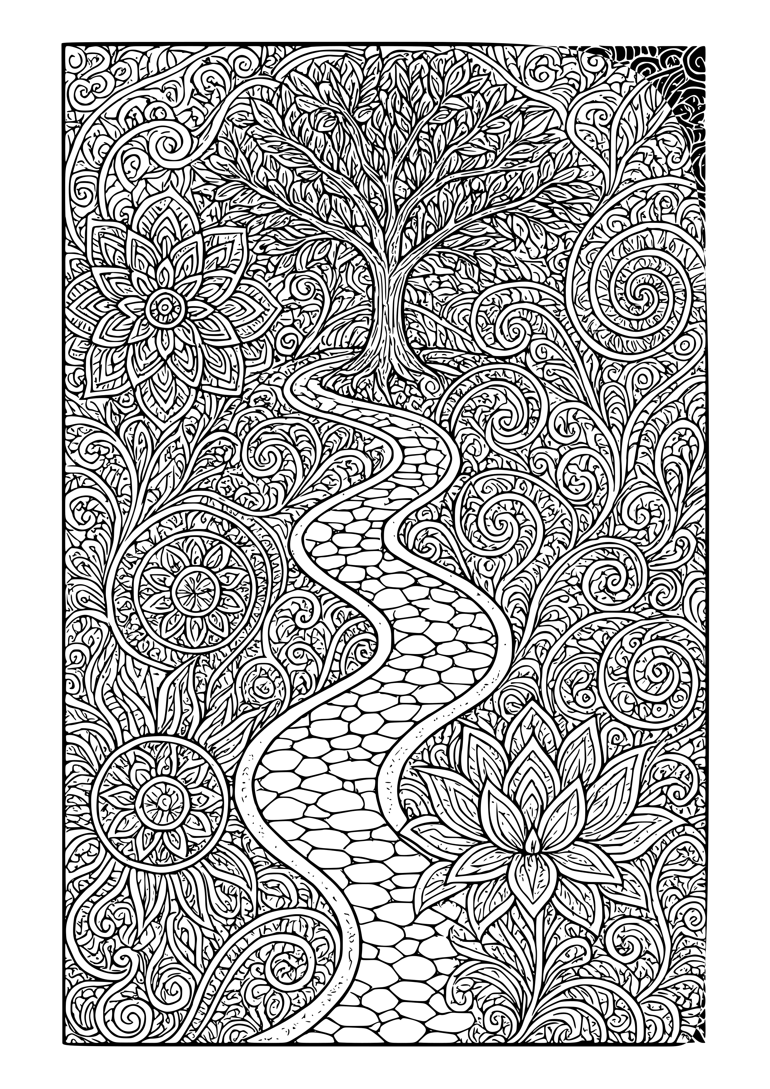 Intricate Designs Symbolizing the Journey of Life Coloring Page