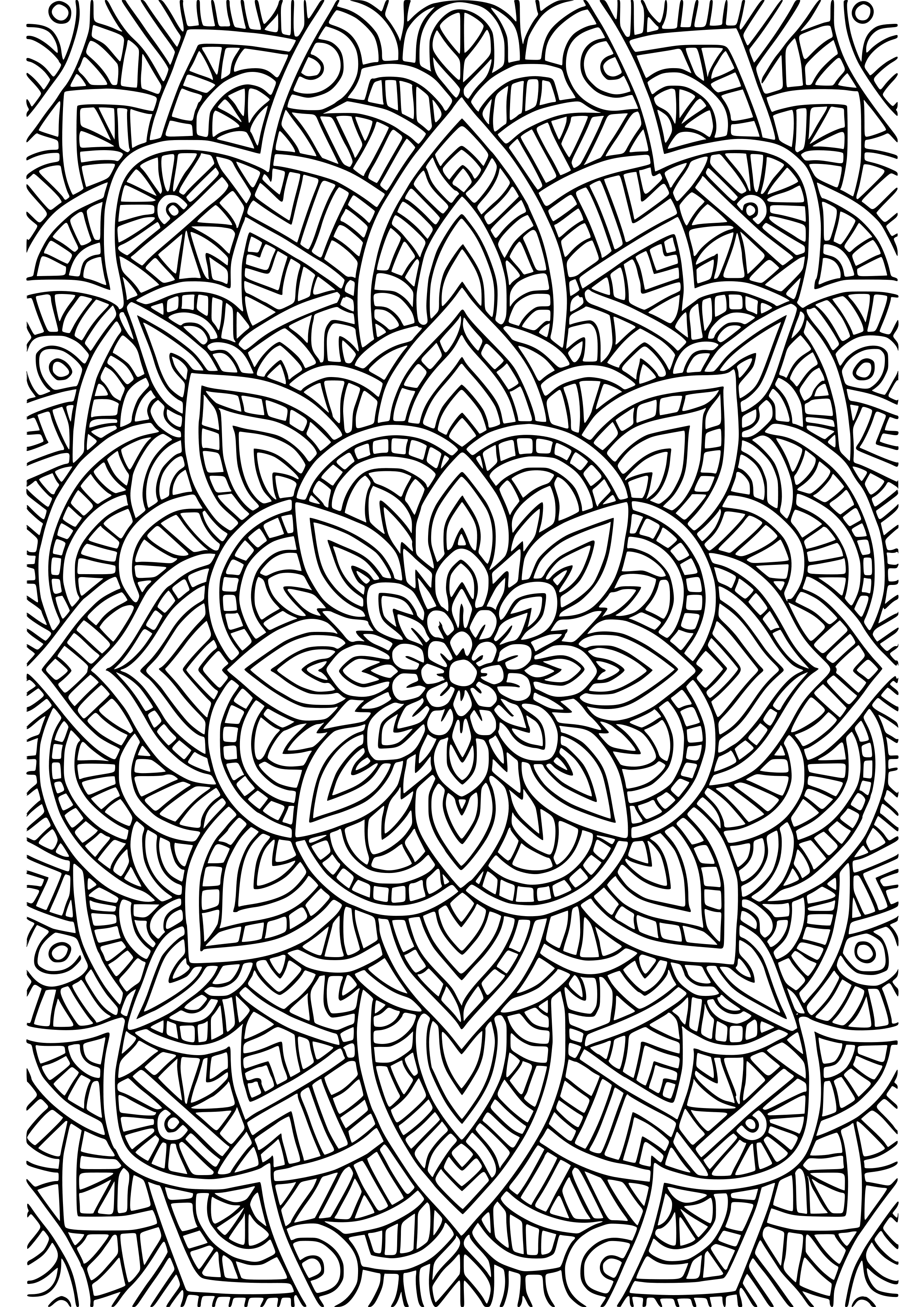 Intricate Geometric Patterns and Shapes Coloring Page