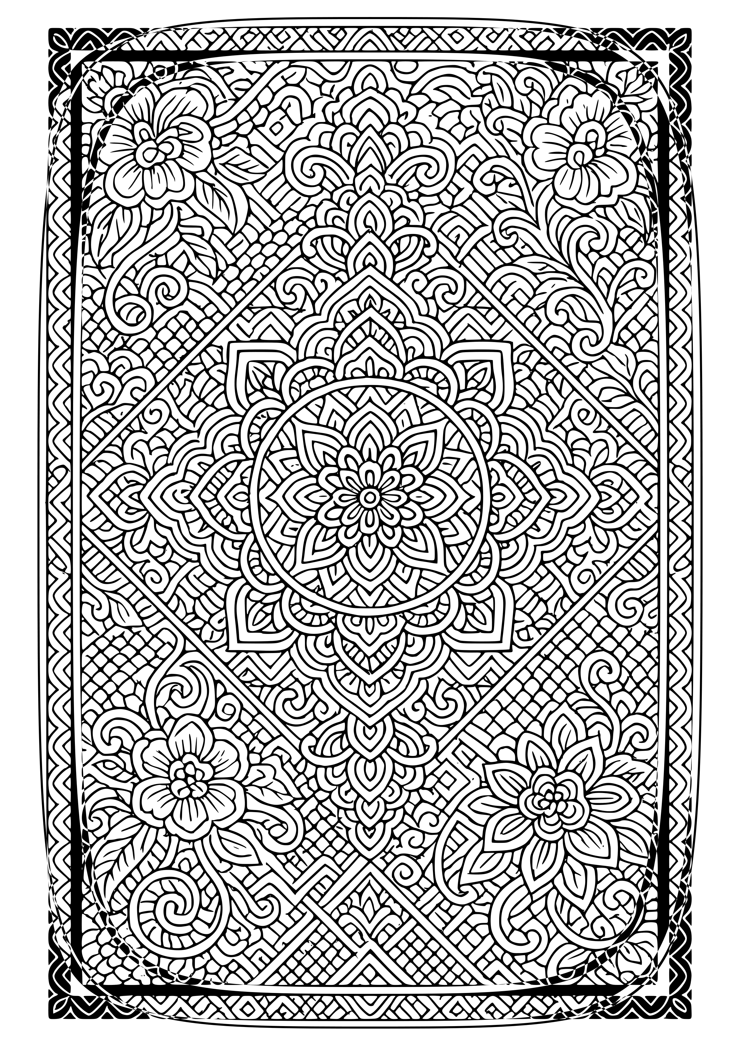 Intricate Patterns of Traditional Textiles Coloring Page