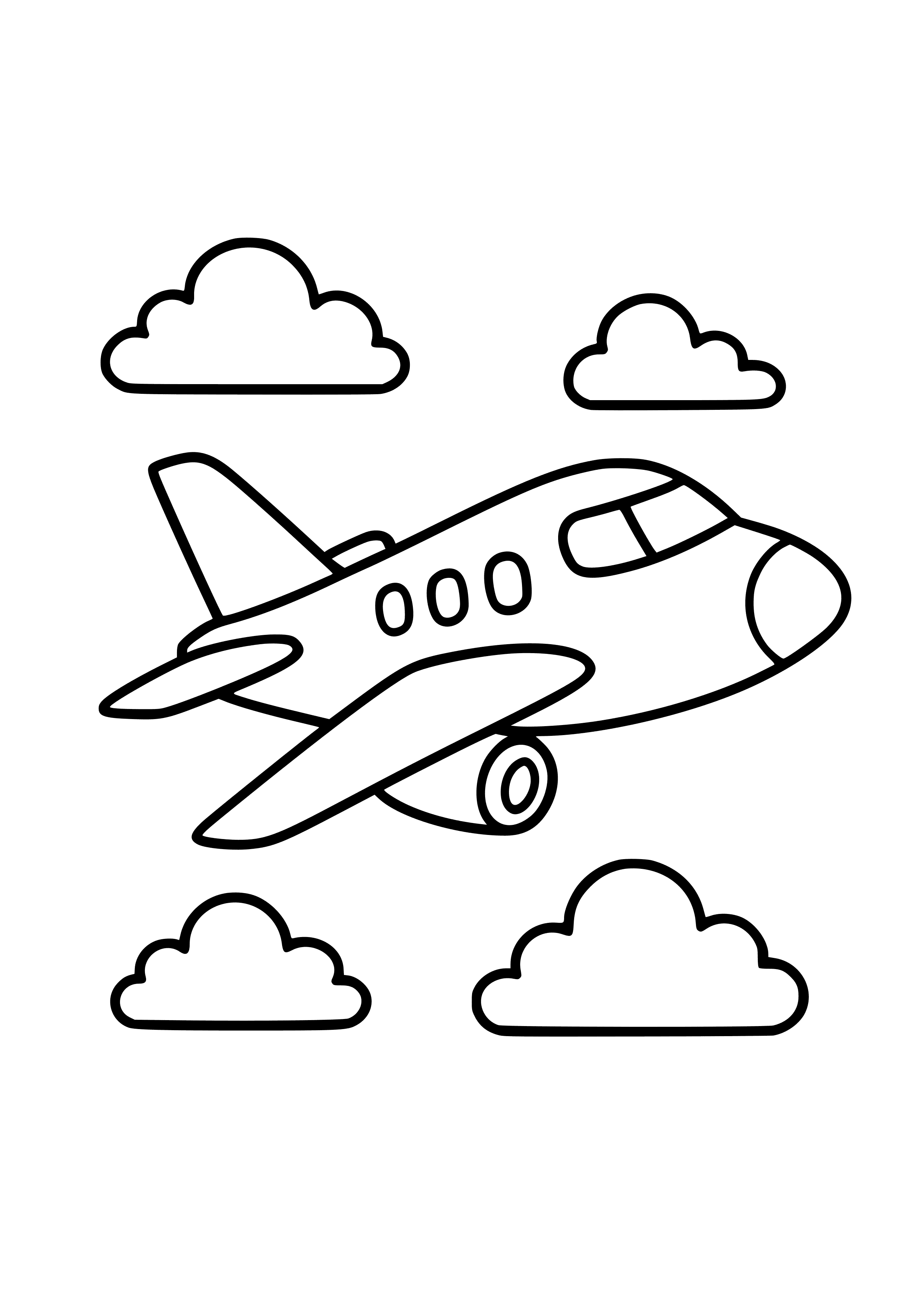 Jet Plane Soaring in the Sky Coloring Page
