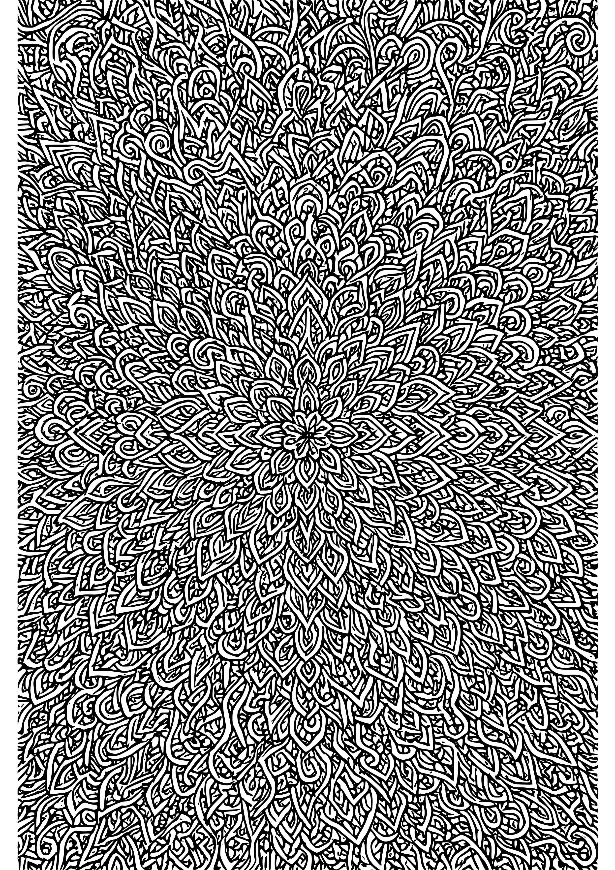 Kaleidoscopic Patterns Representing Mental Chaos Coloring Page