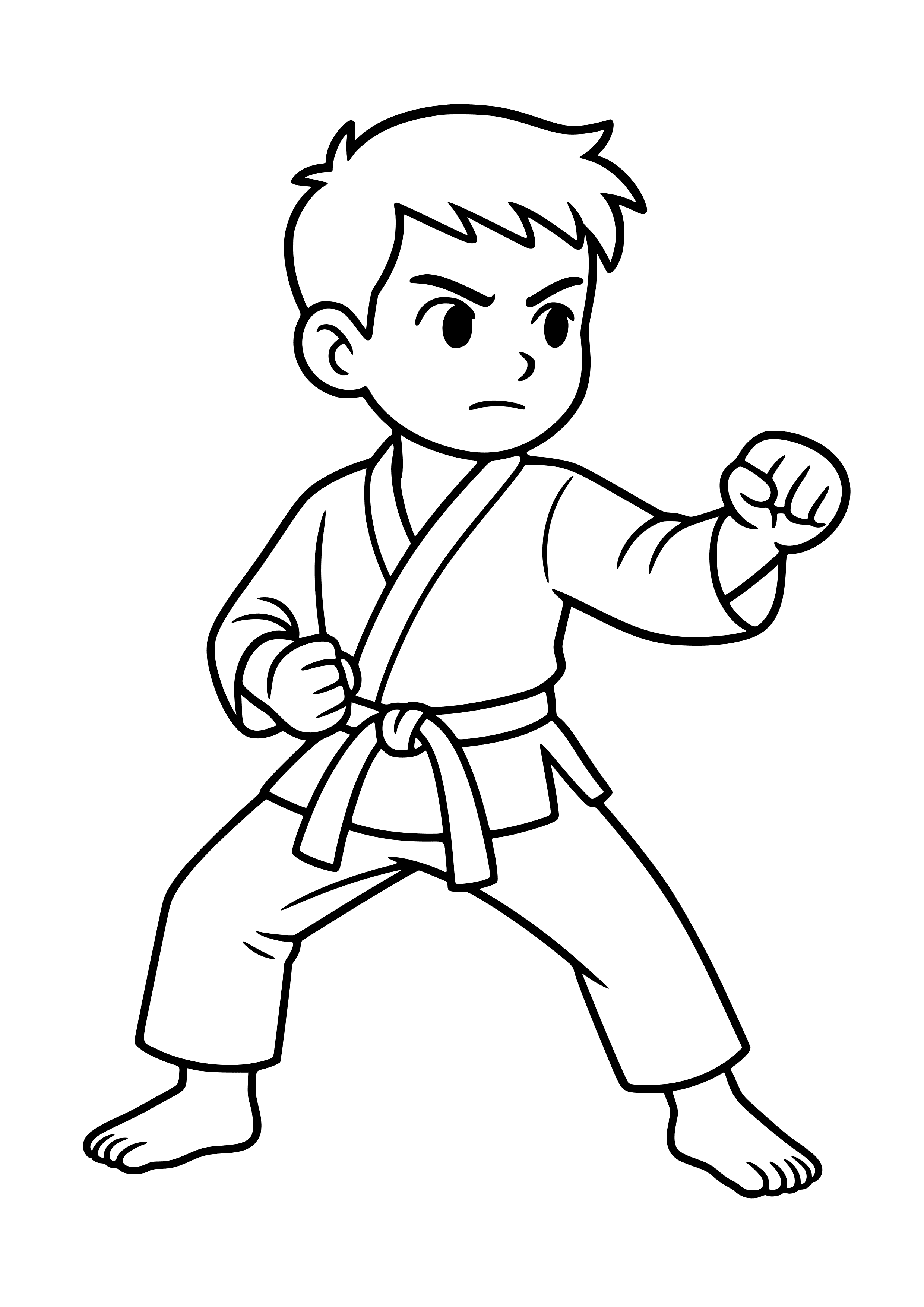 Karate Fighter in a Stance Coloring Page