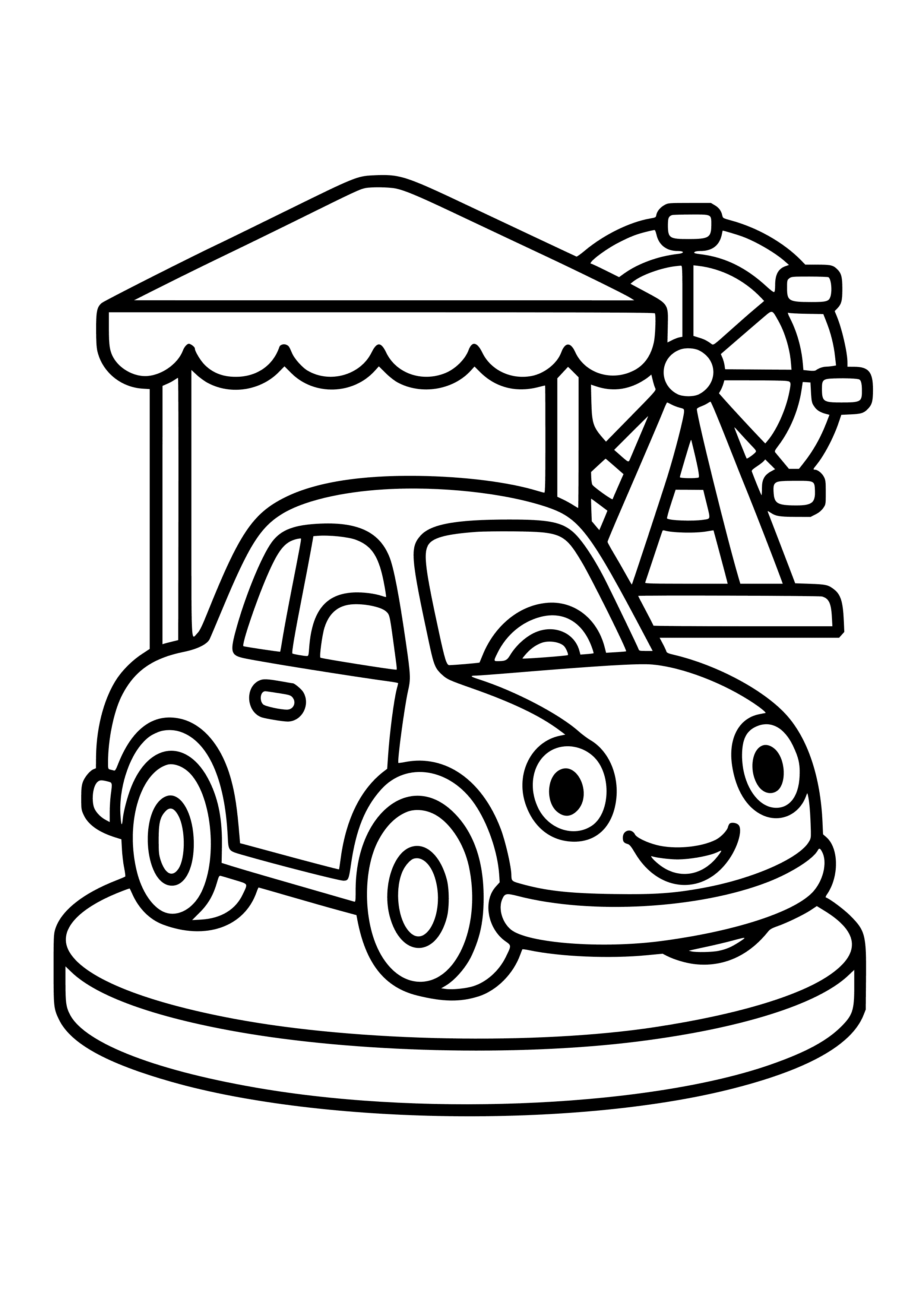 Kiddie Ride Car at an Amusement Park Coloring Page