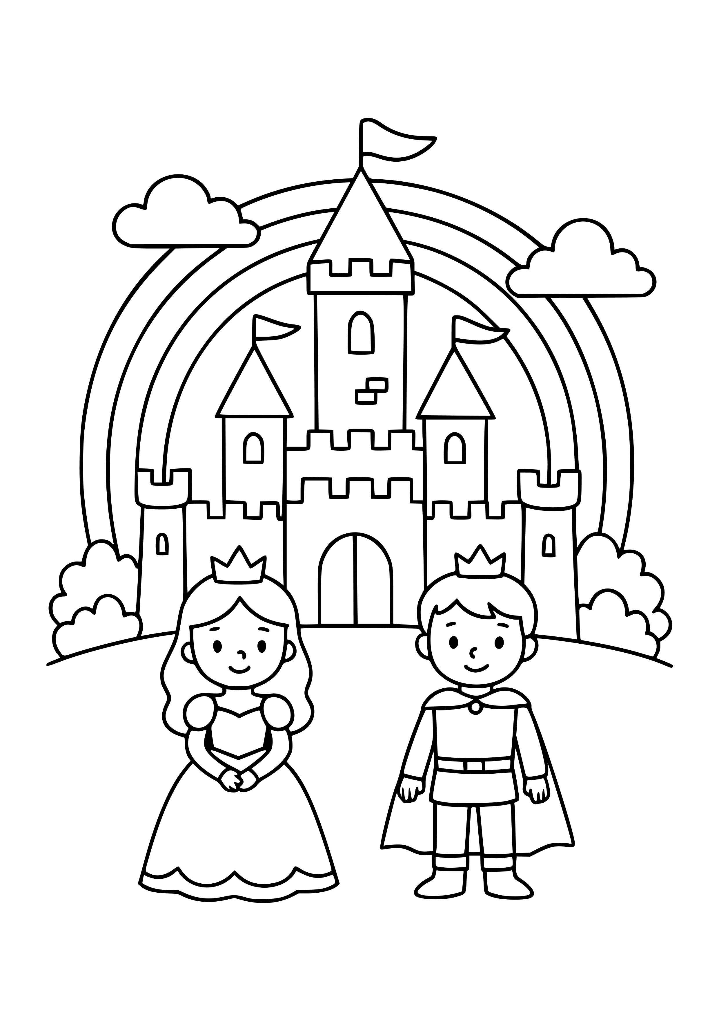 Kingdom with a Rainbow Coloring Page