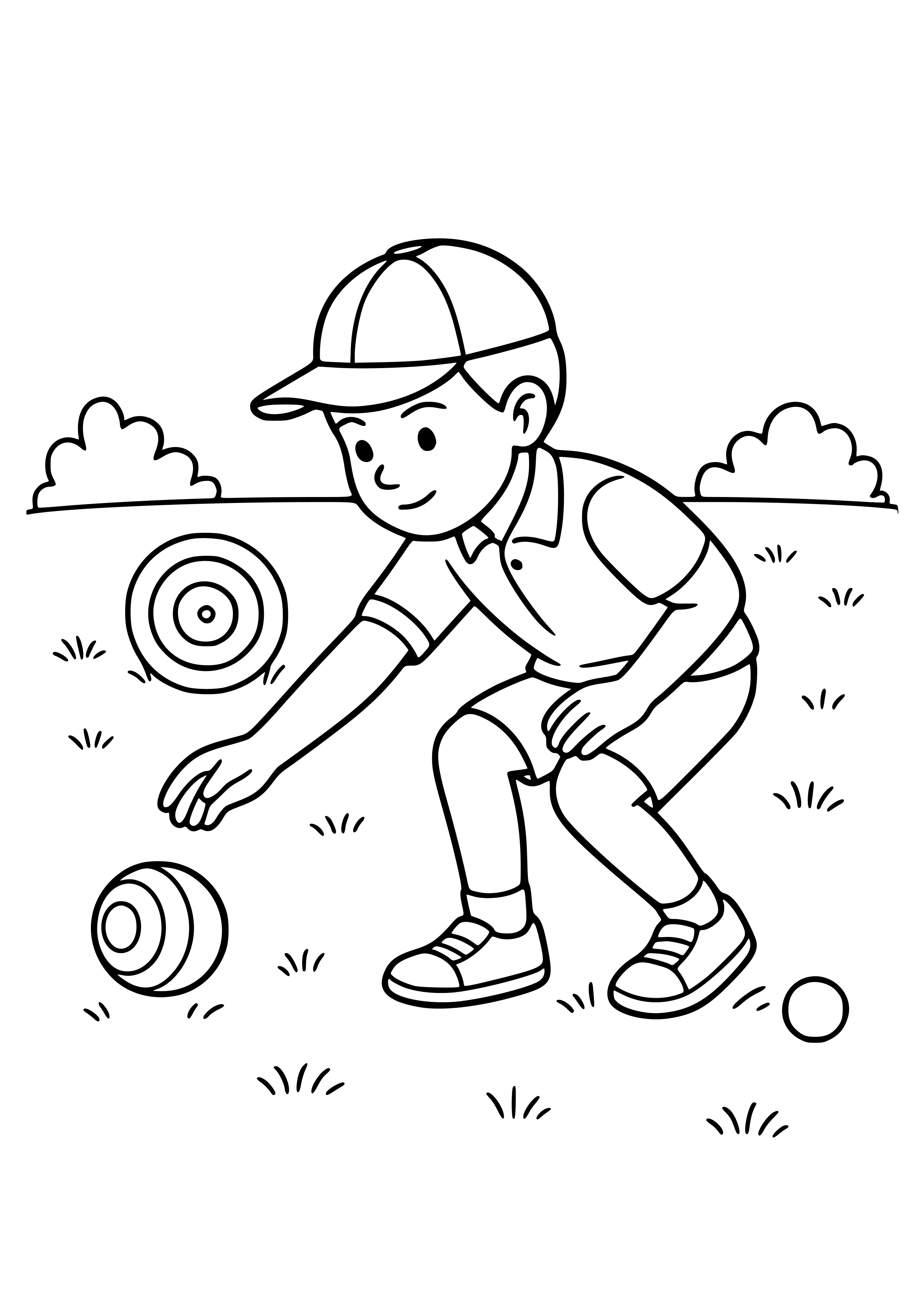 Lawn Bowler Aiming at the Target Coloring Page