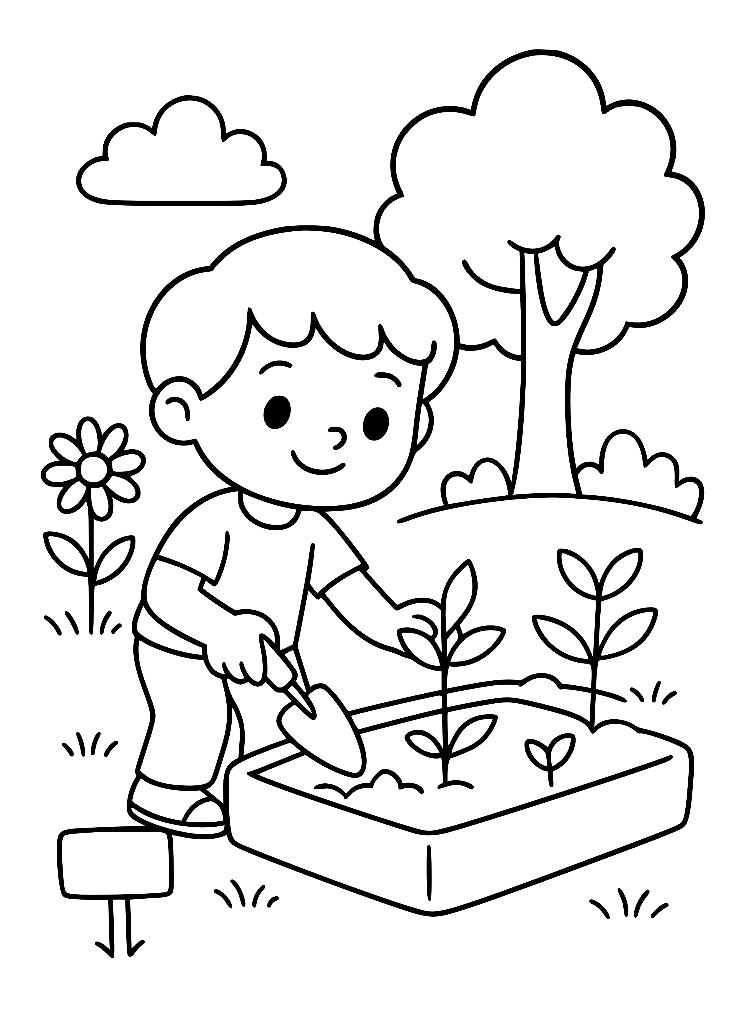 Learning Through Gardening Coloring Page