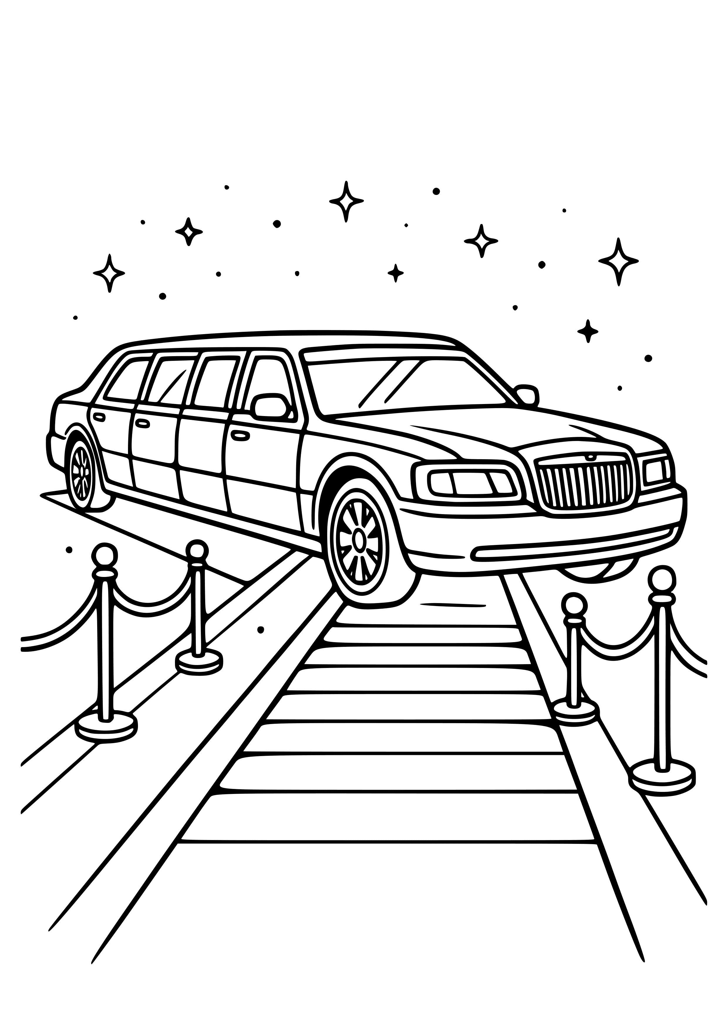 Limo Driving on a Red Carpet Coloring Page