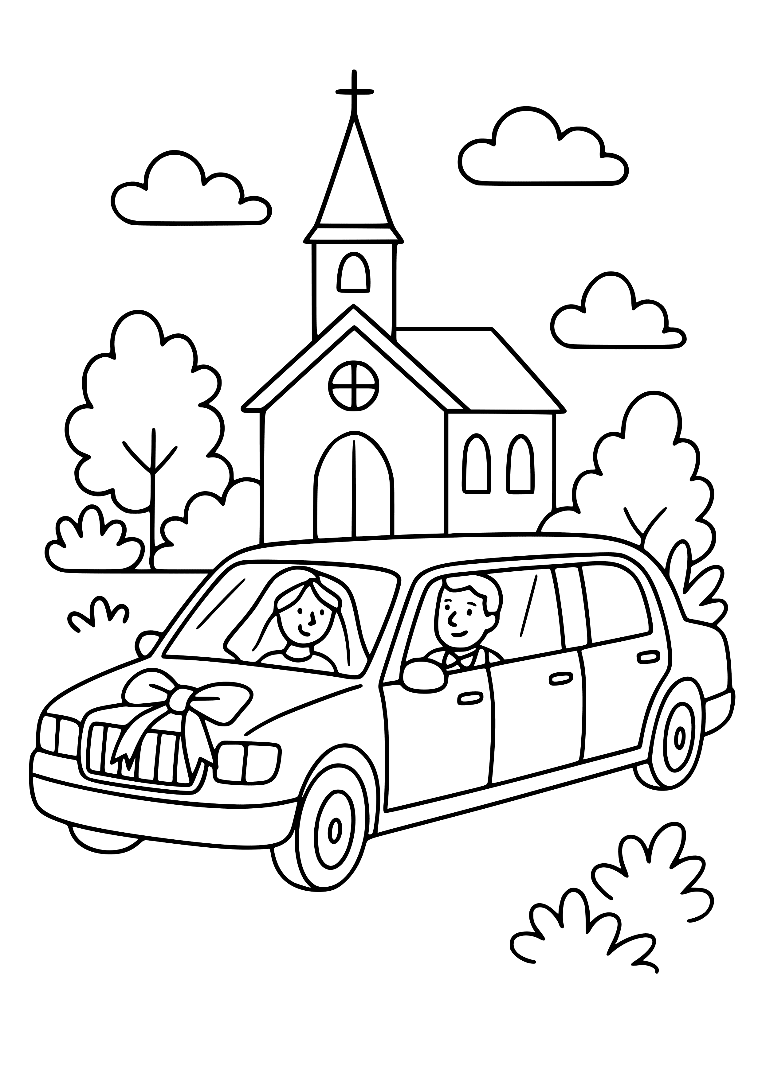 Limousine at a Wedding Coloring Page