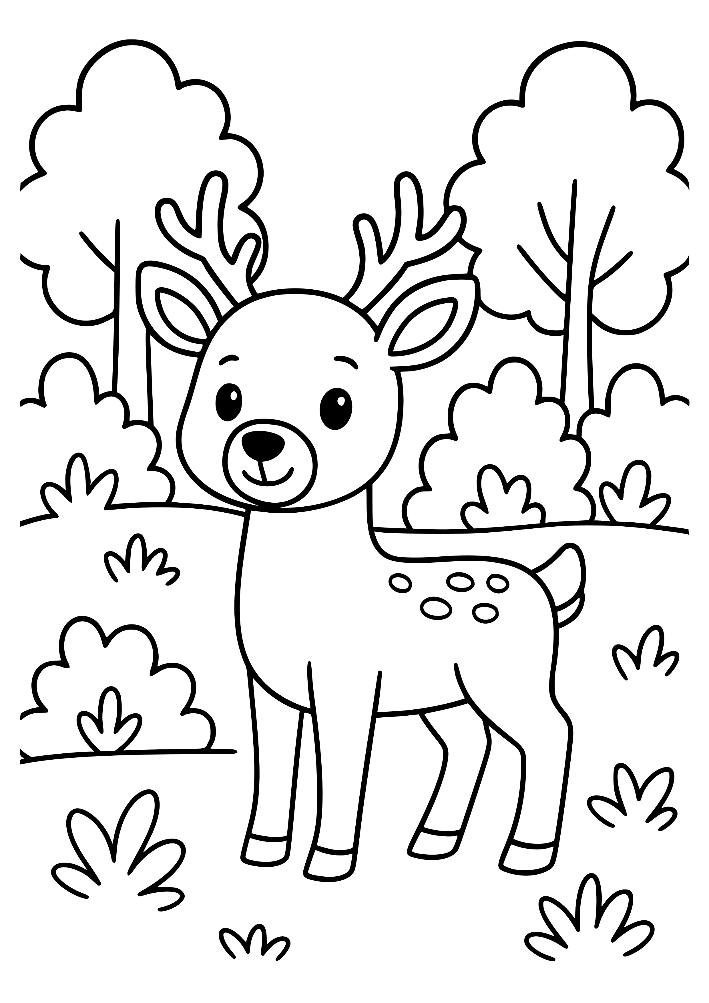 Lovely Deer Standing in the Forest Coloring Page