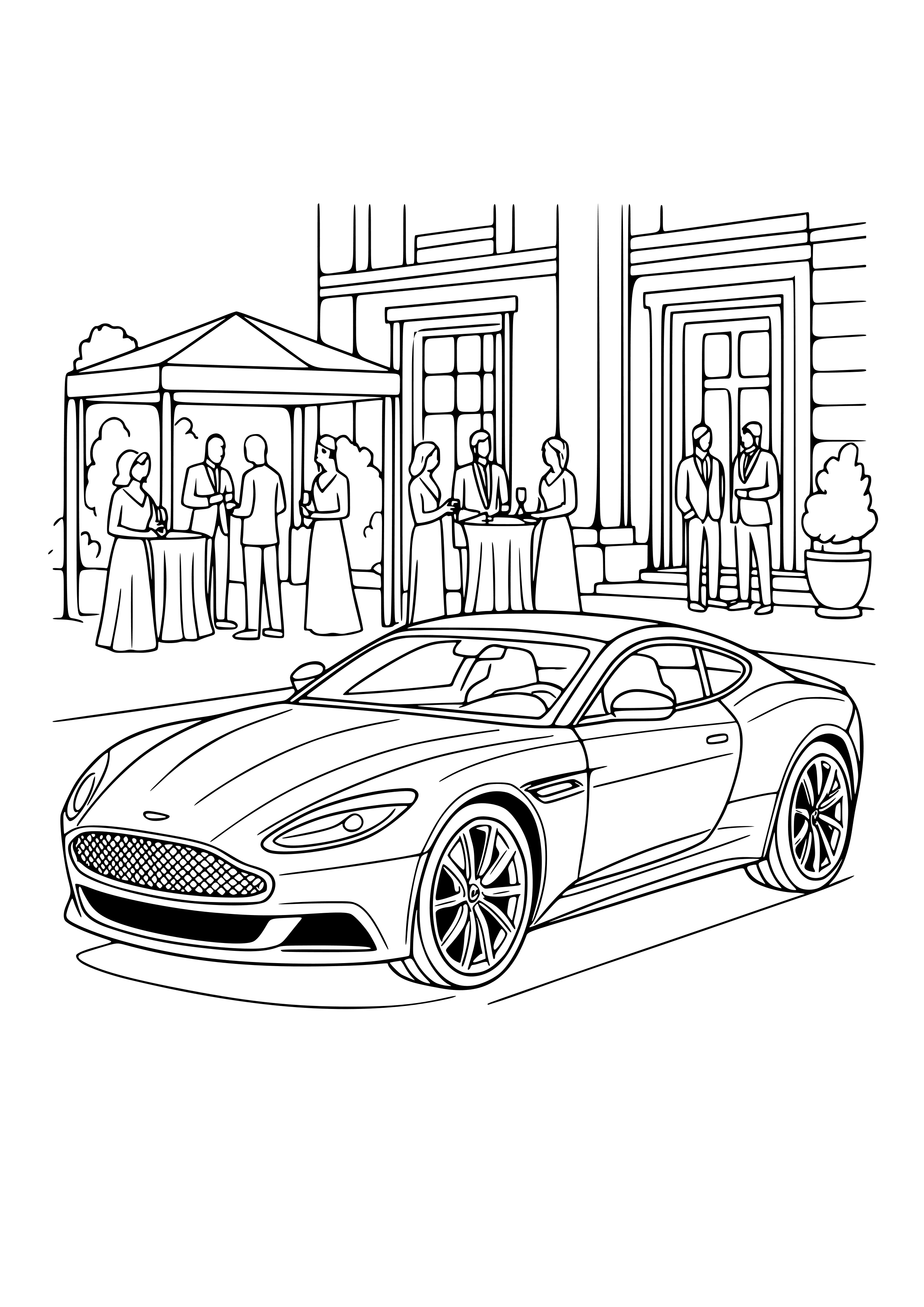 Luxury Car Parked at an Upscale Event Coloring Page
