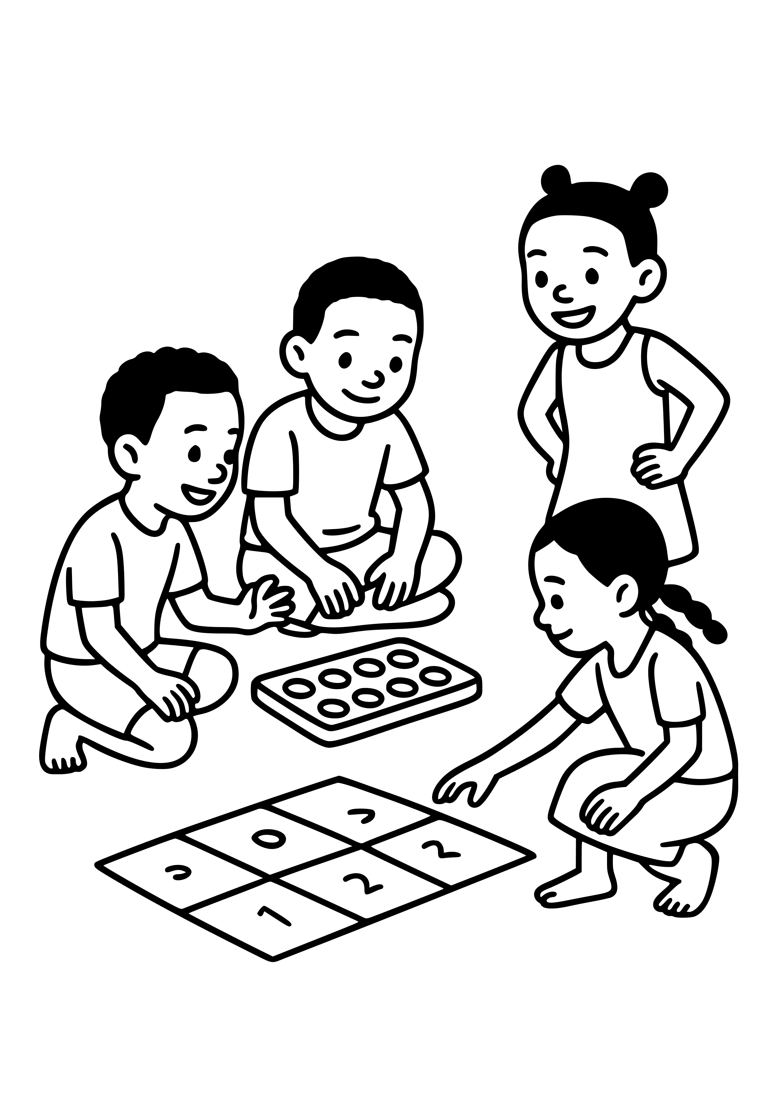 Malagasy Children Playing Traditional Games Coloring Page