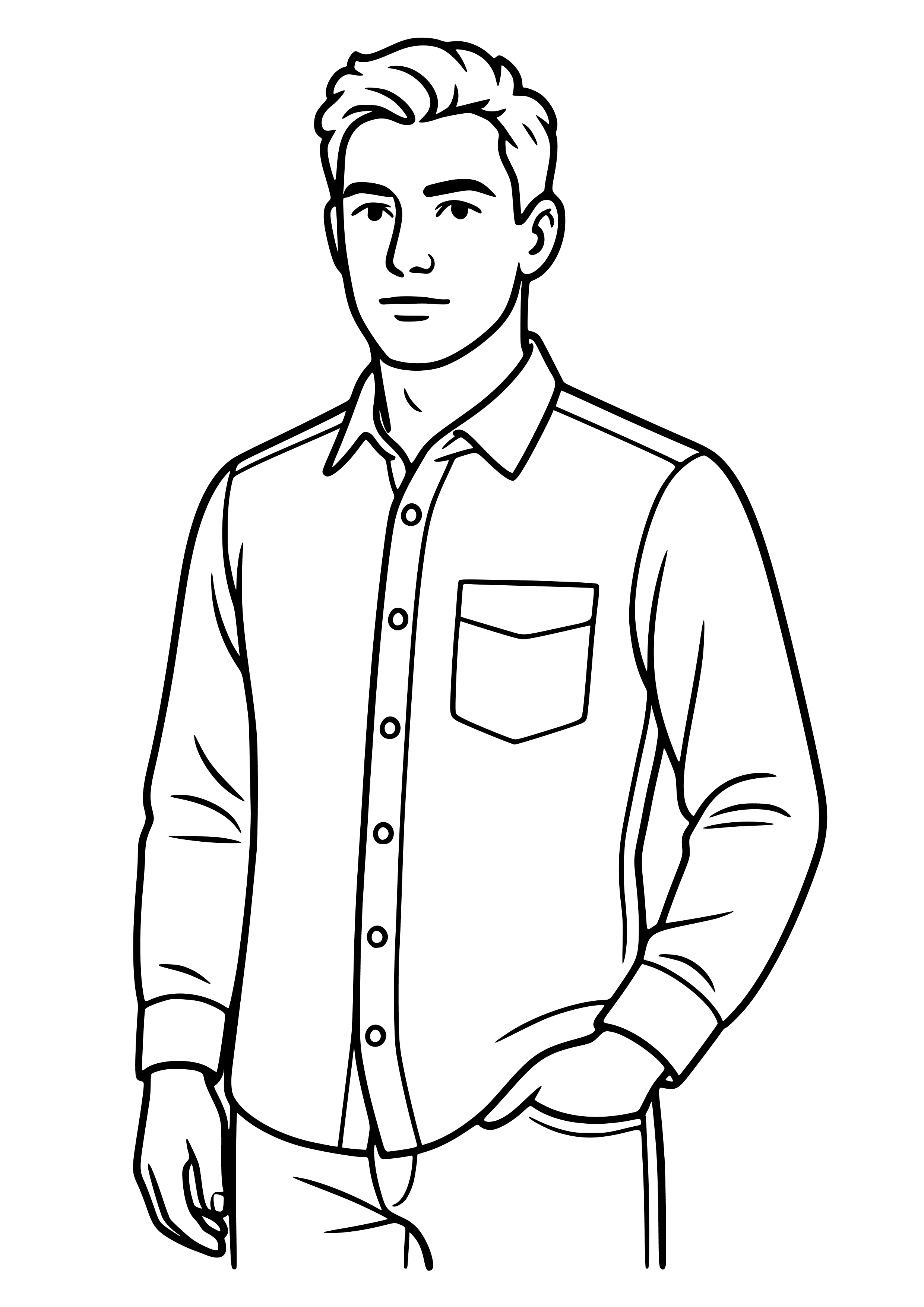 Man in a Casual Button-up Shirt Coloring Page