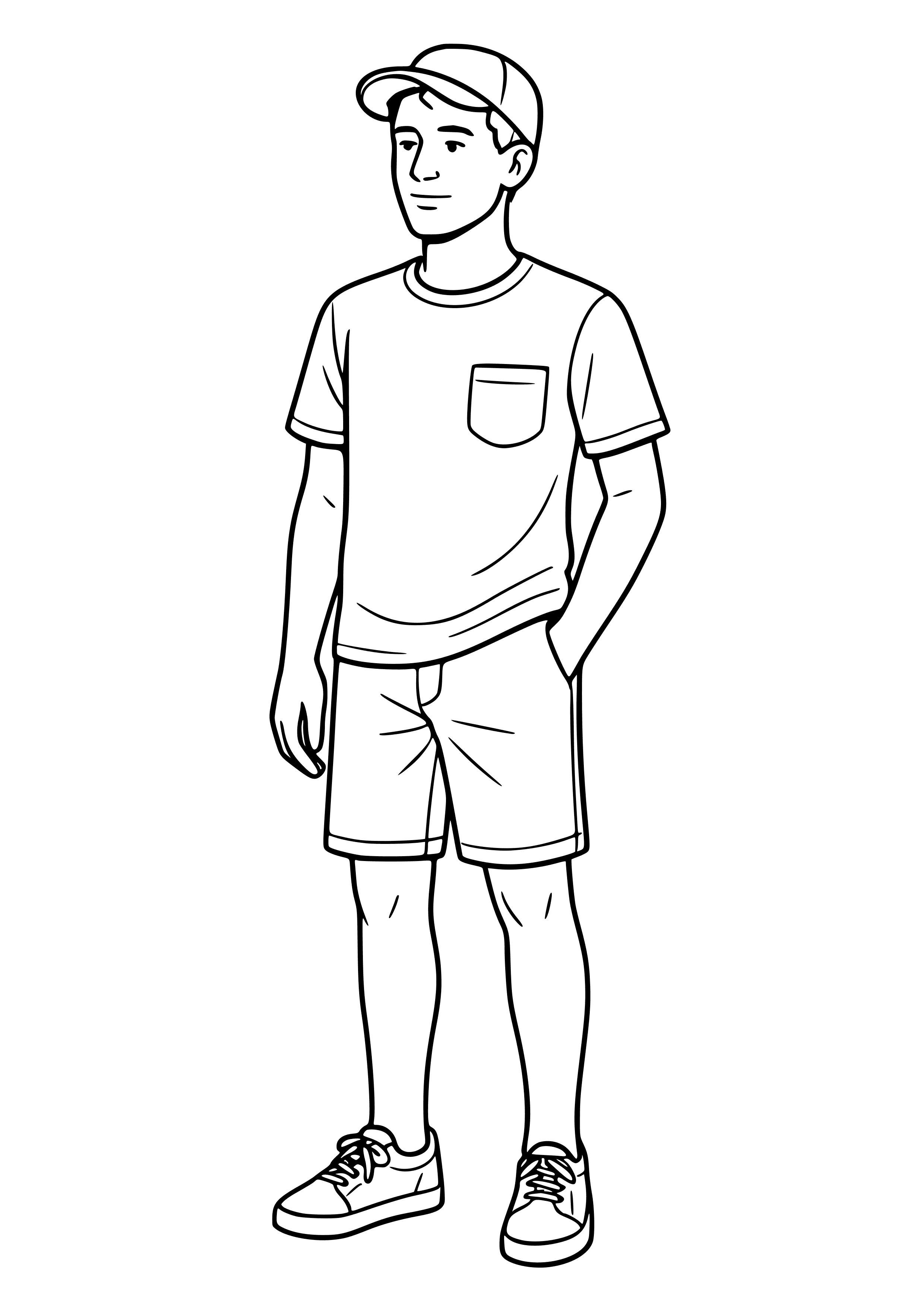 Man in a Casual Summer Outfit Coloring Page