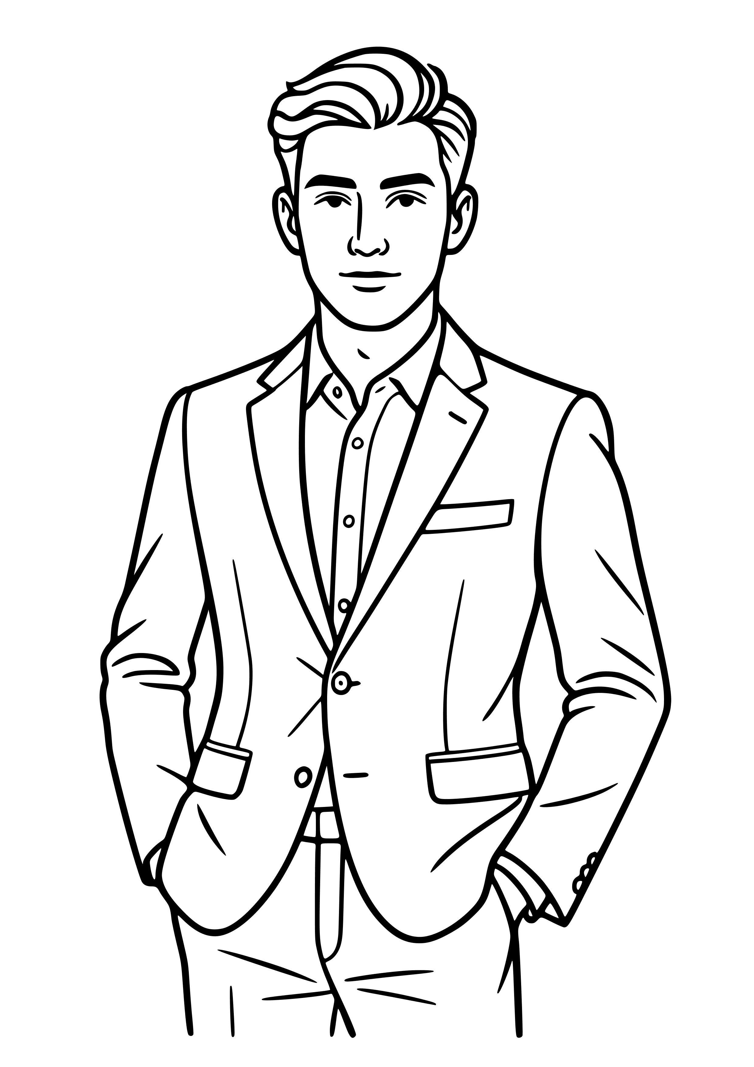 Man in a Stylish Blazer Coloring Page