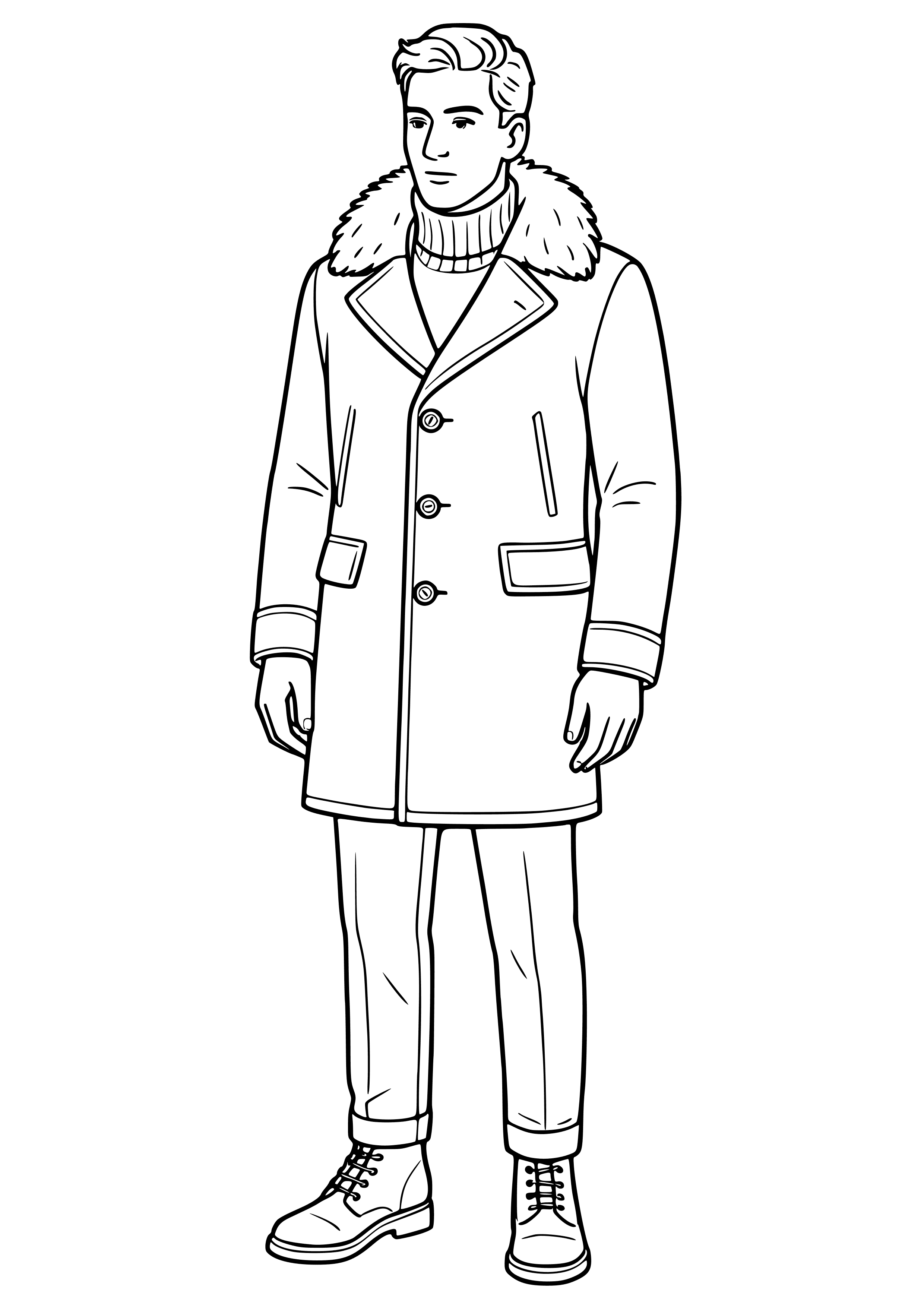 Man in a Stylish Winter Coat Coloring Page