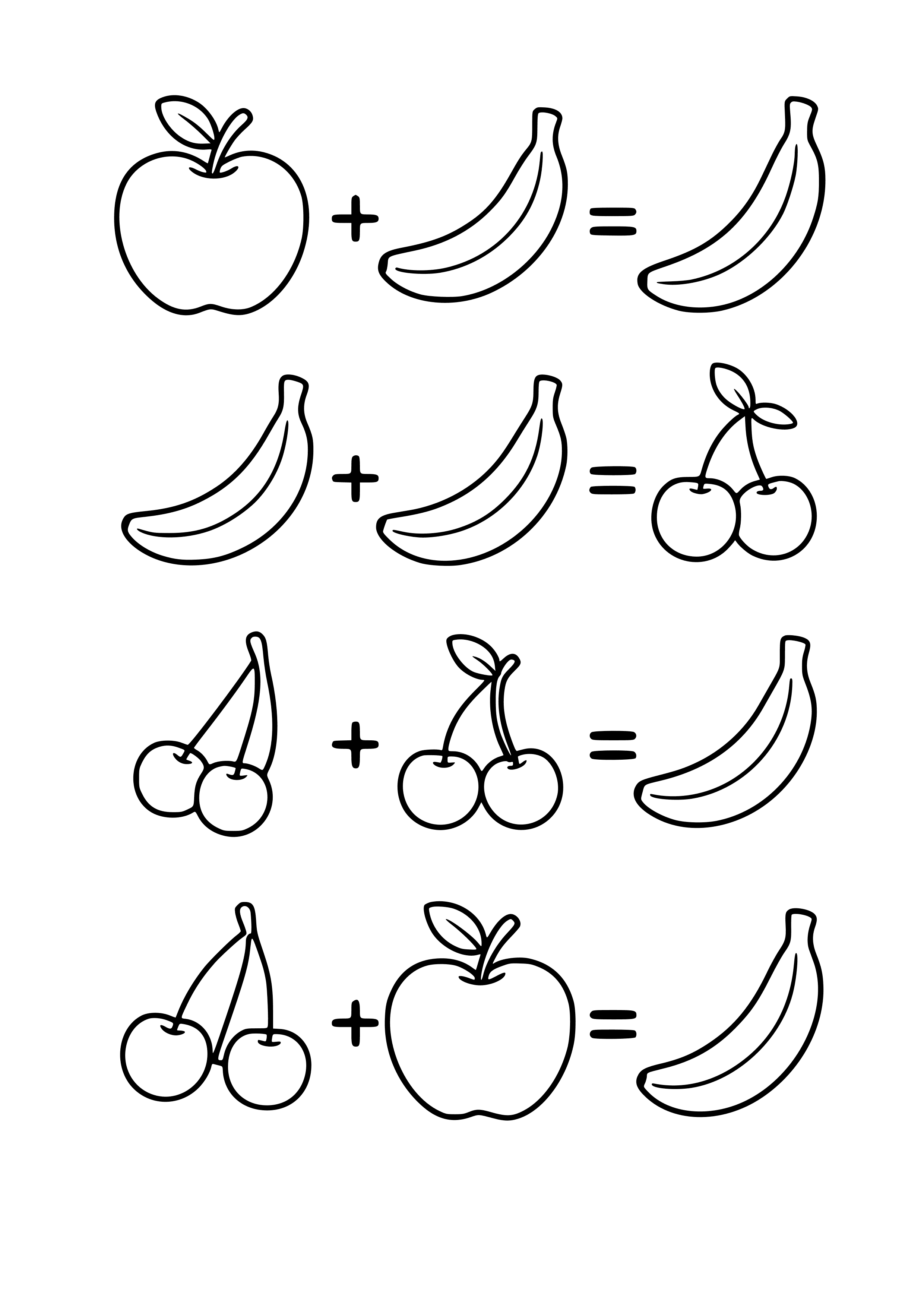 Math Patterns with Fruits Coloring Page
