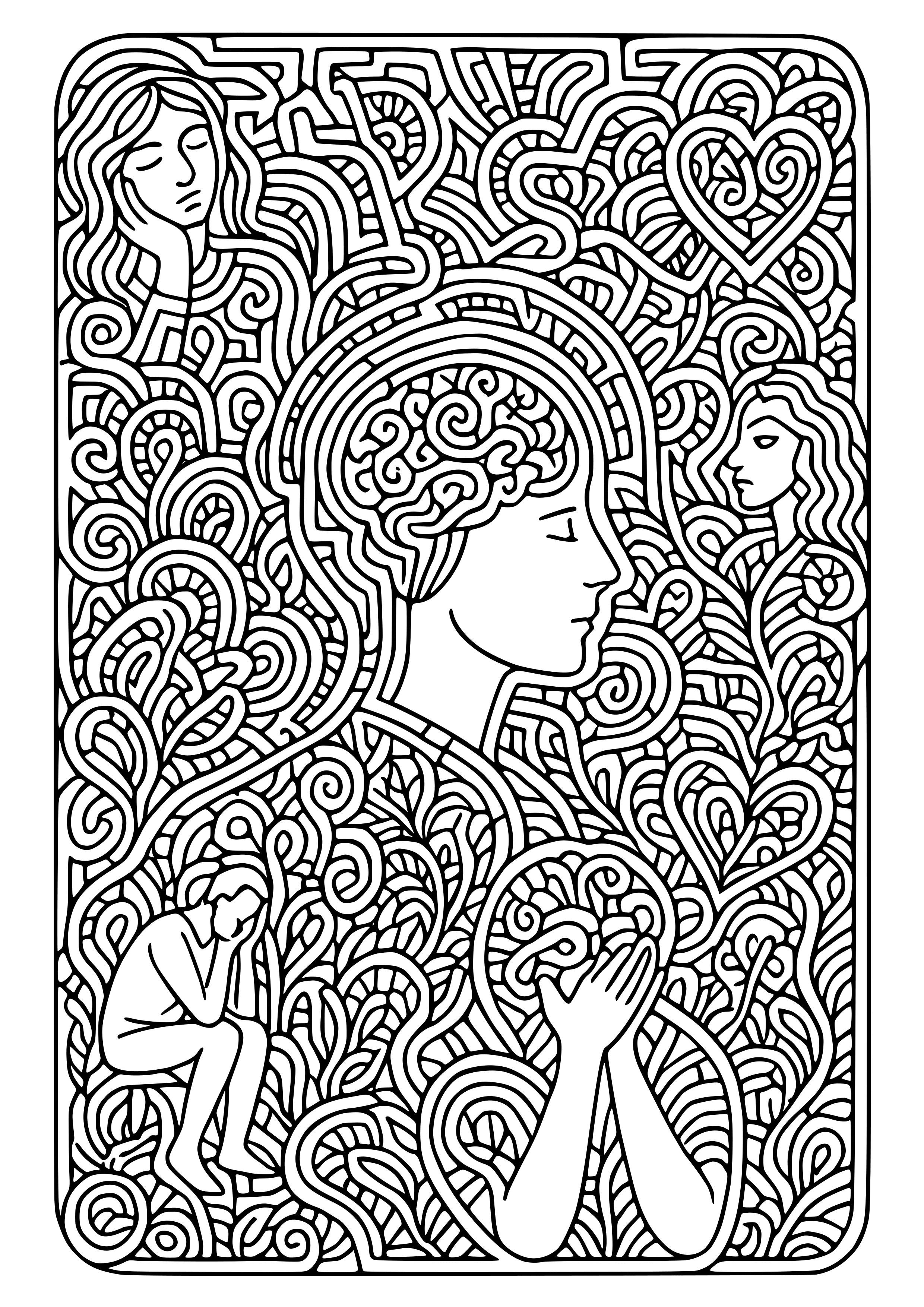 Maze of Artistic Interpretations of Human Experience Coloring Page