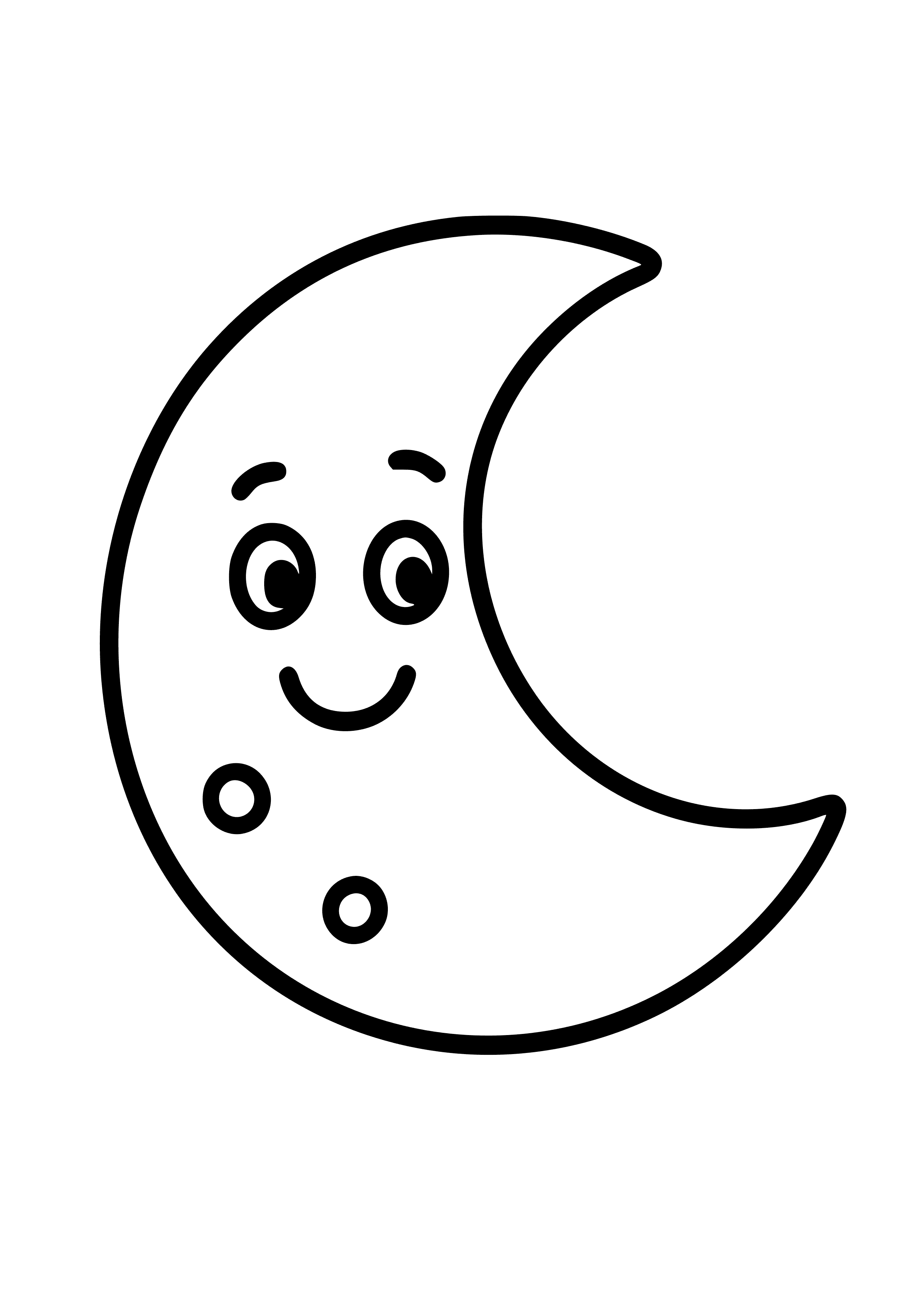 Moon with a Smiling Face Coloring Page