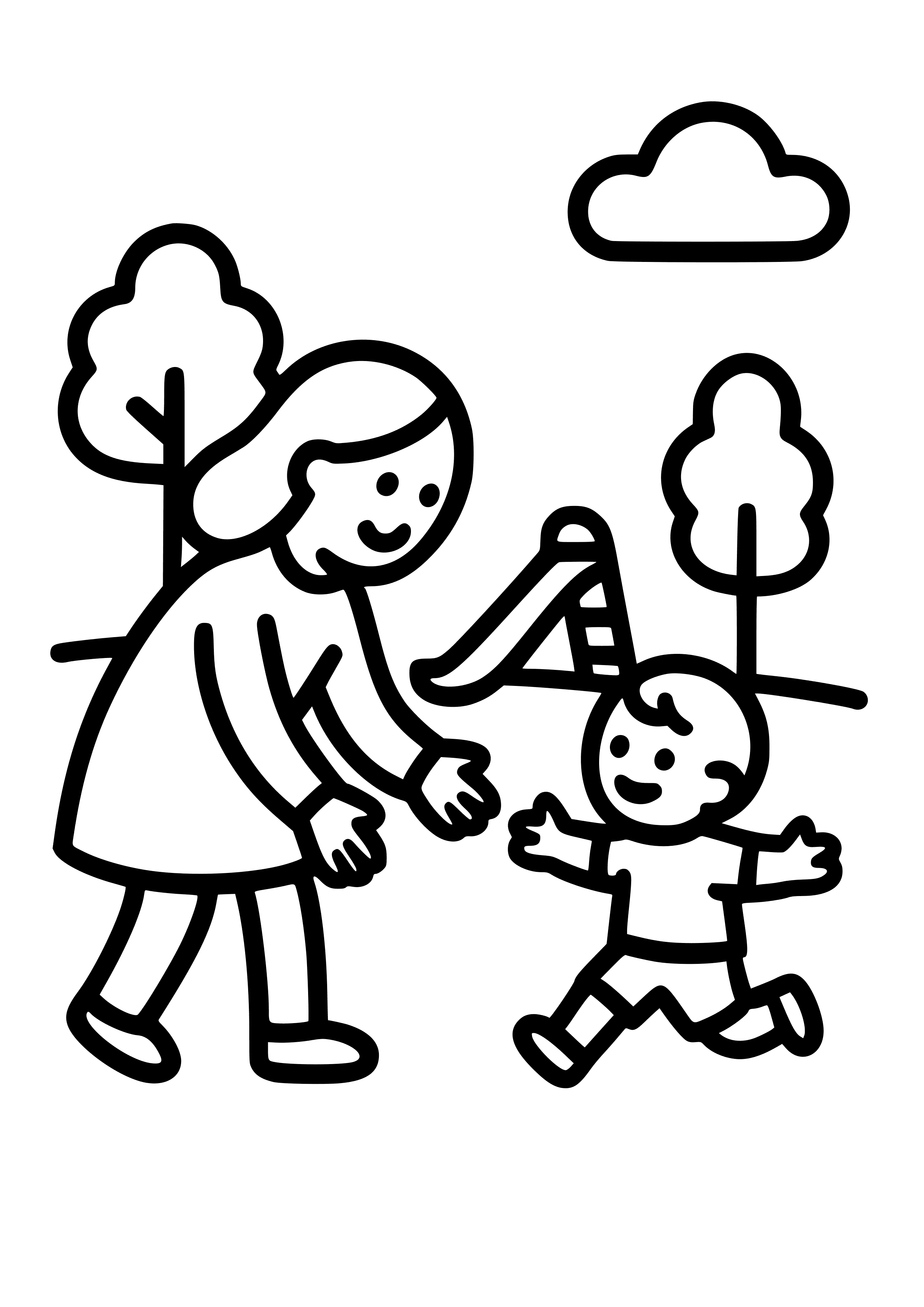 Mother and Child Playing in the Park Coloring Page
