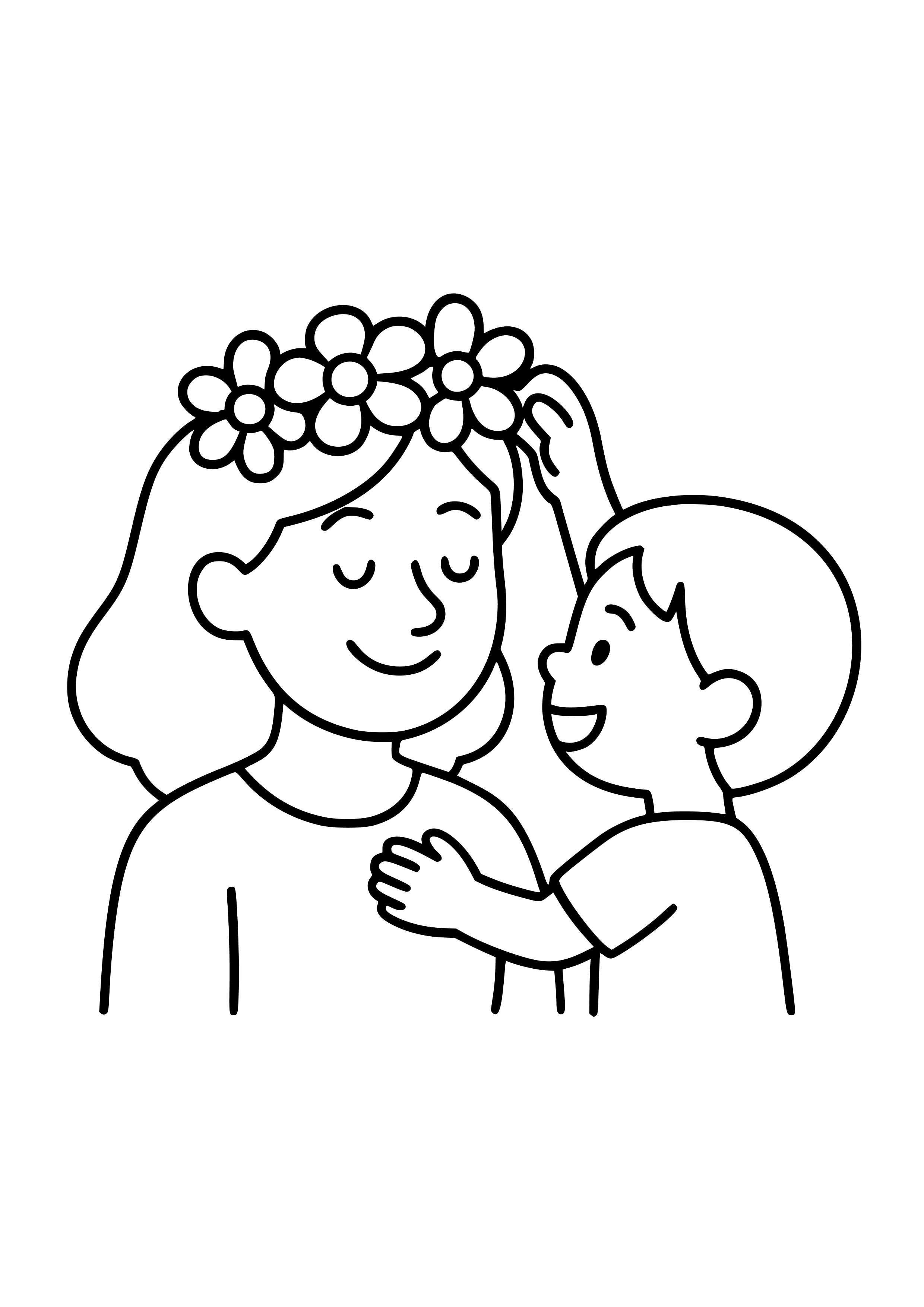 Mother Receiving a Flower Crown Coloring Page