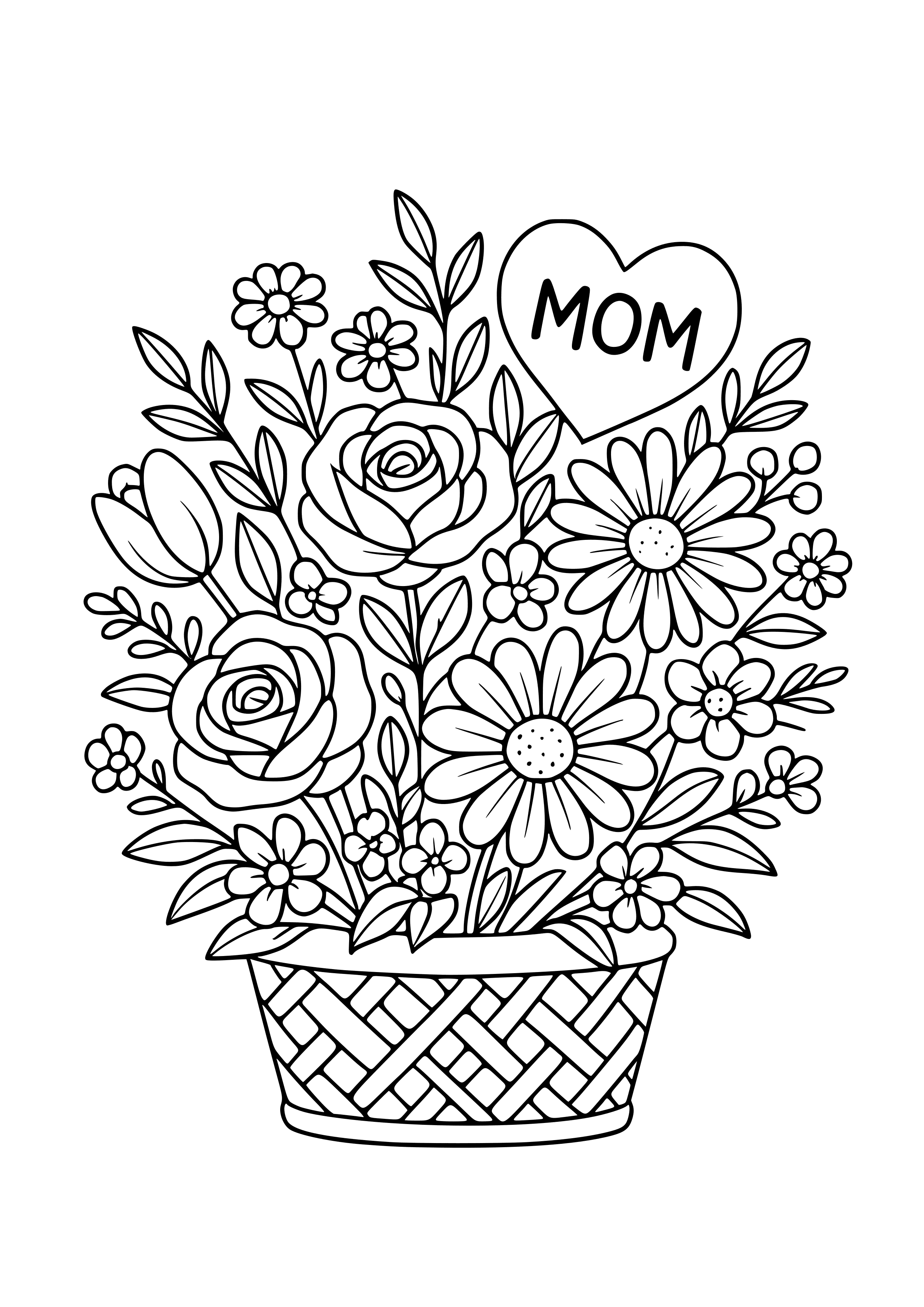 Mother's Day Flower Arrangement Coloring Page