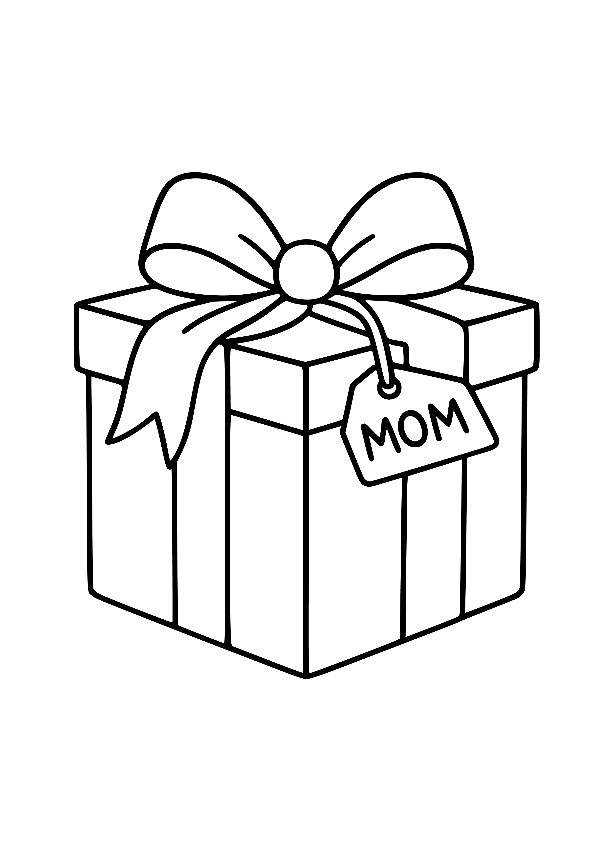 Mother's Day Gift with Ribbons Coloring Page