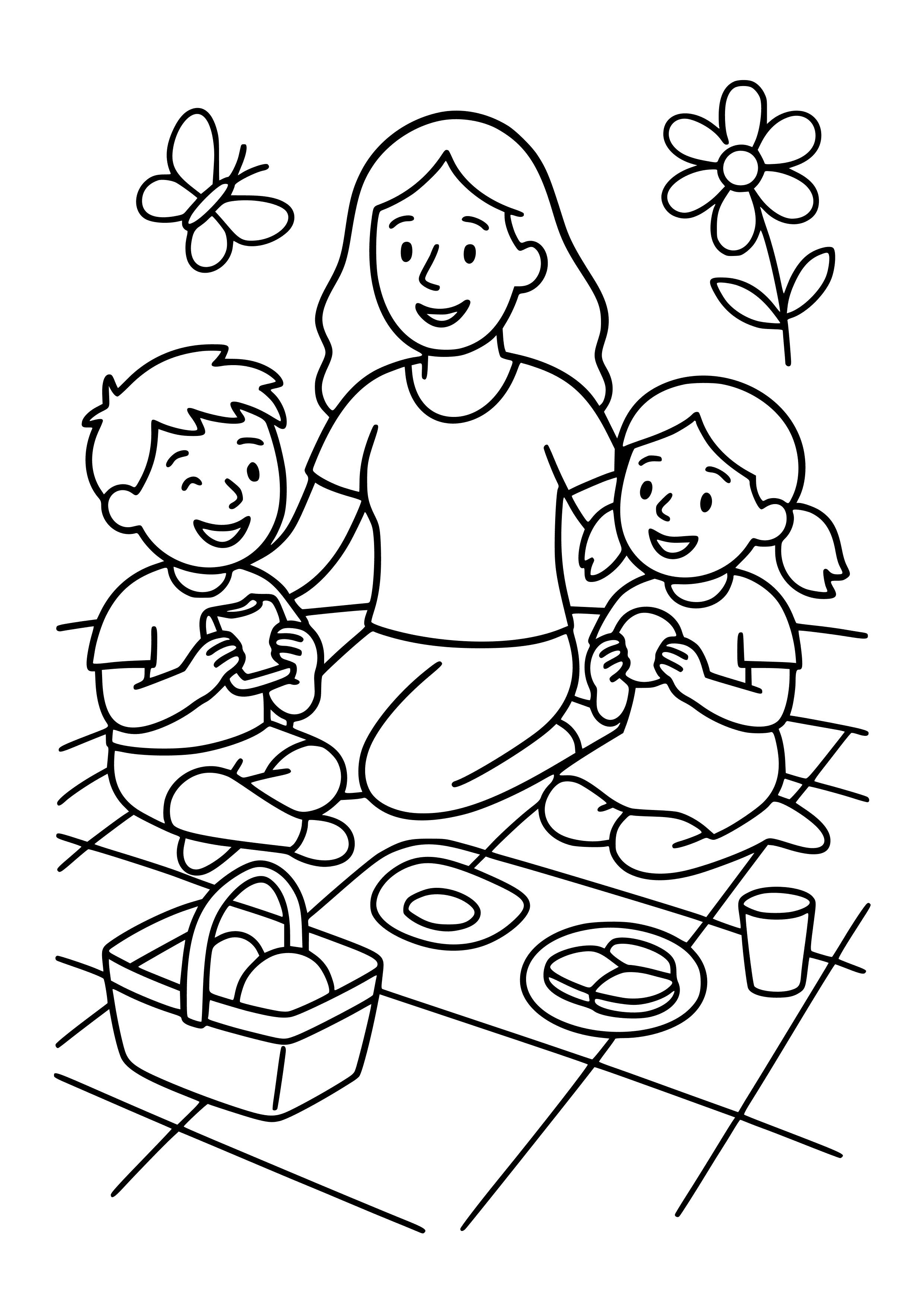 Mother's Day Picnic Blanket Coloring Page