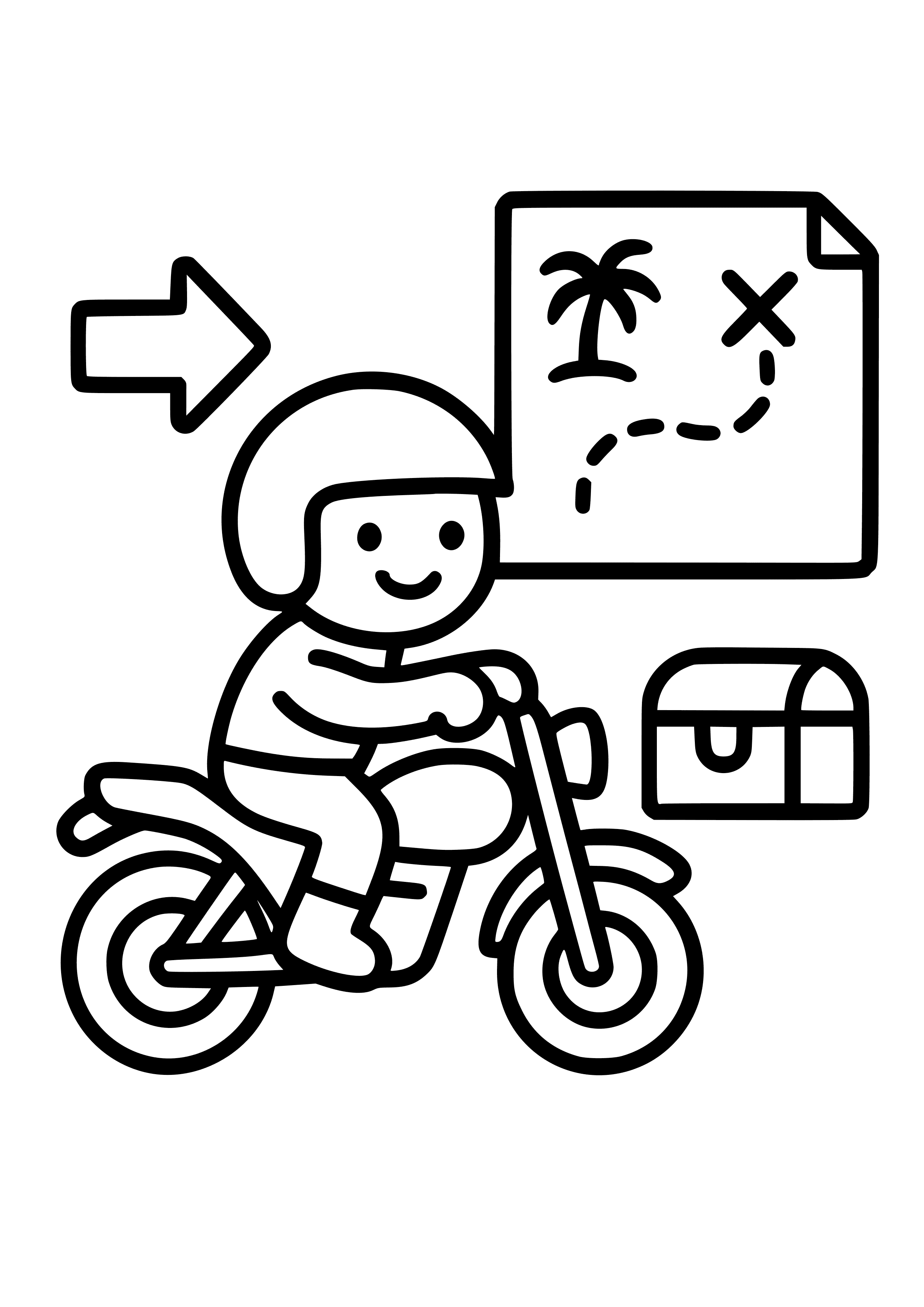 Motorbike on a Treasure Hunt Coloring Page