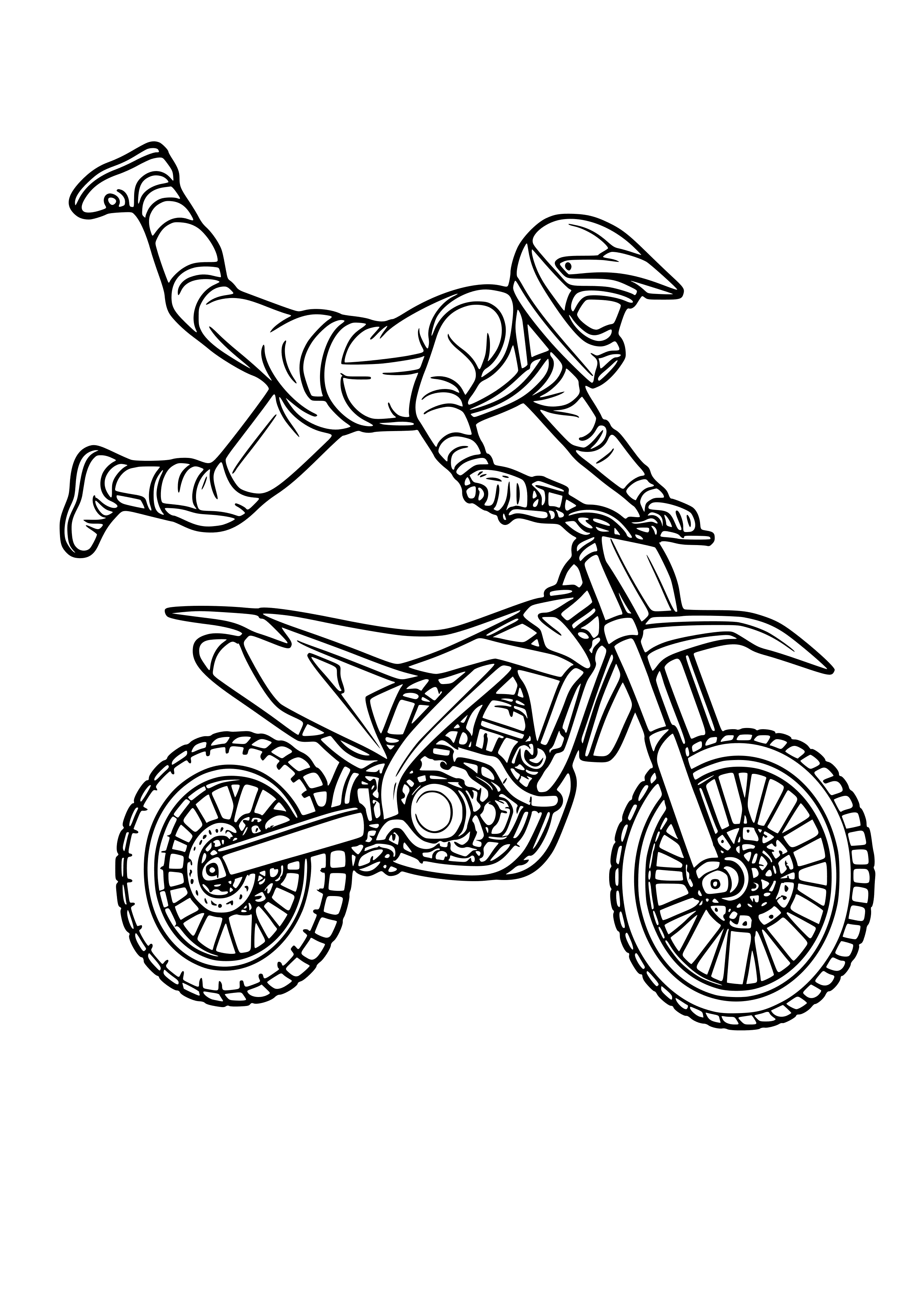 Motorbike Stunt Rider Performing Tricks Coloring Page