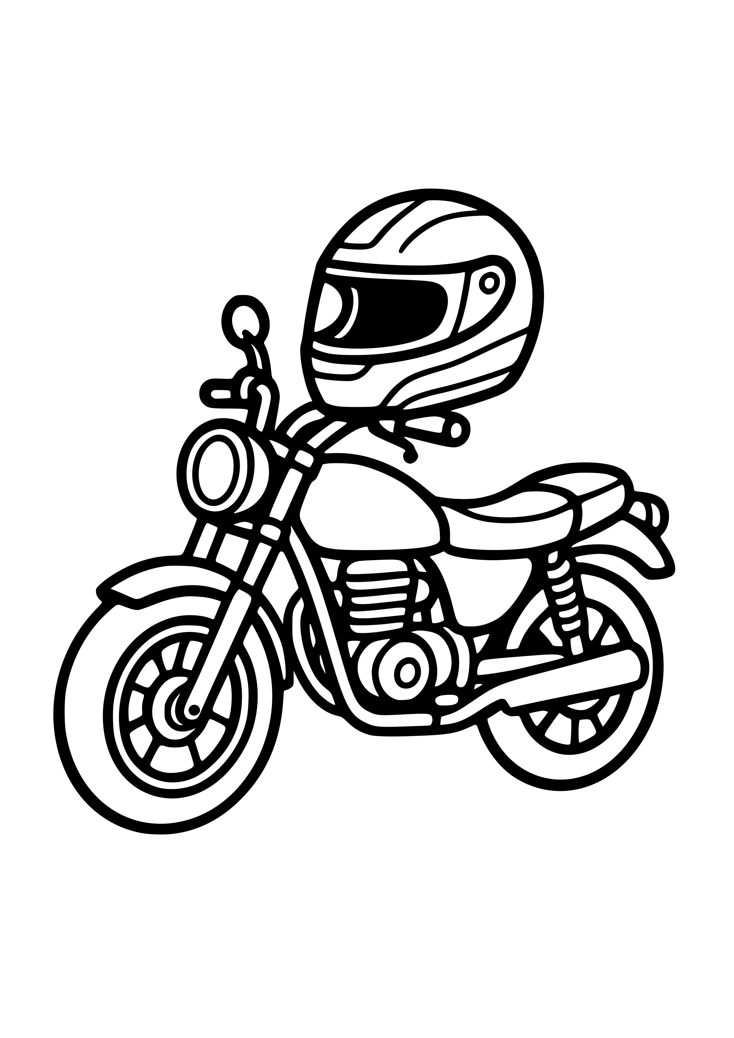 Motorbike with a Cool Helmet Coloring Page