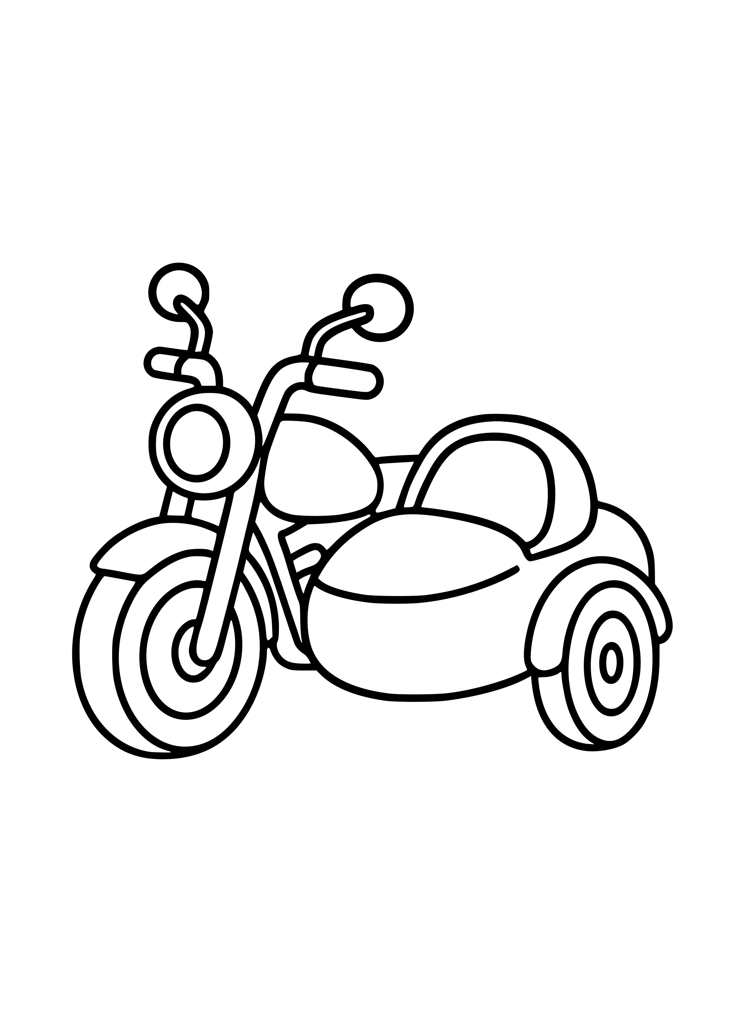 Motorbike with a Sidecar Coloring Page