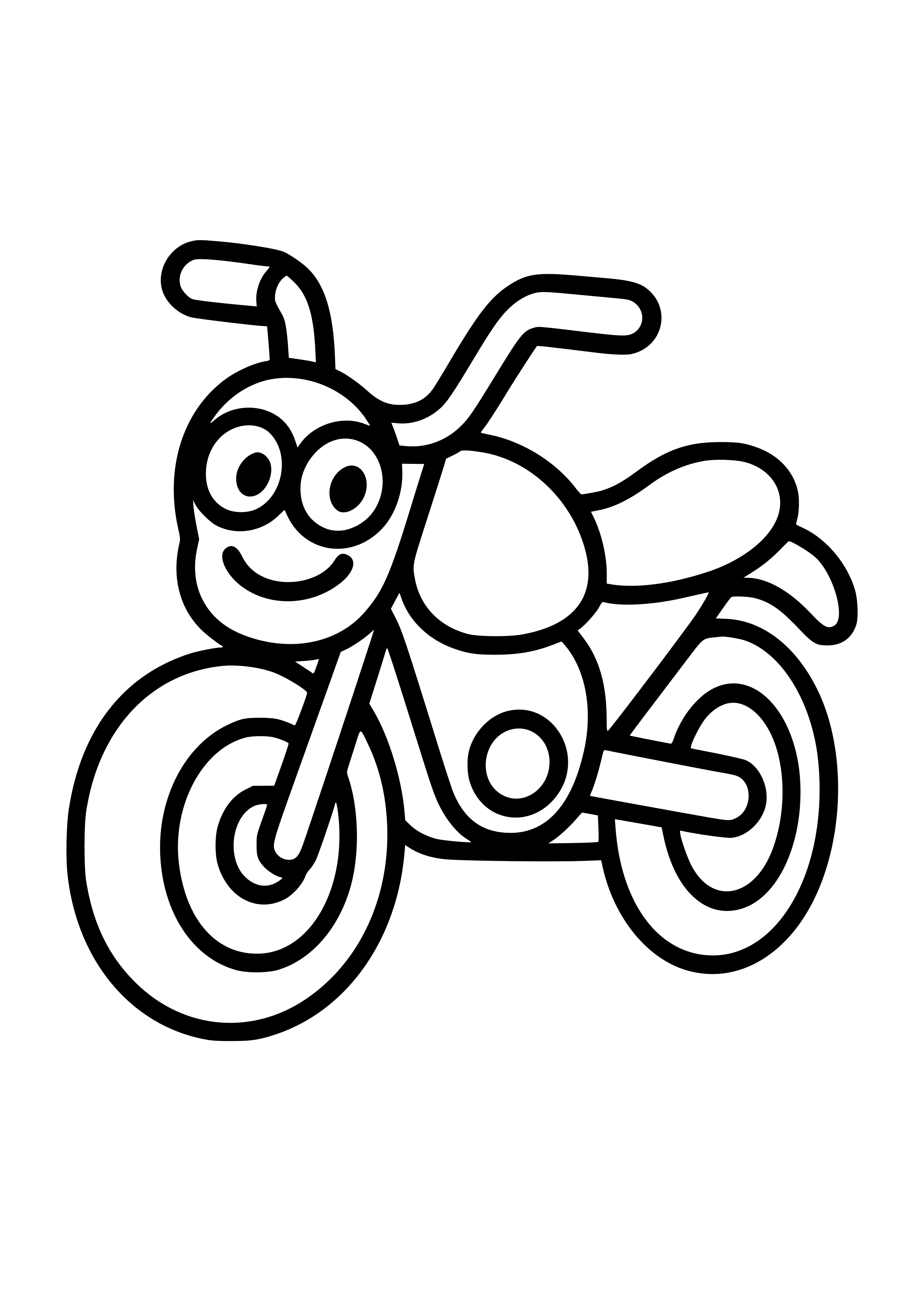 Motorbike with a Silly Face Coloring Page