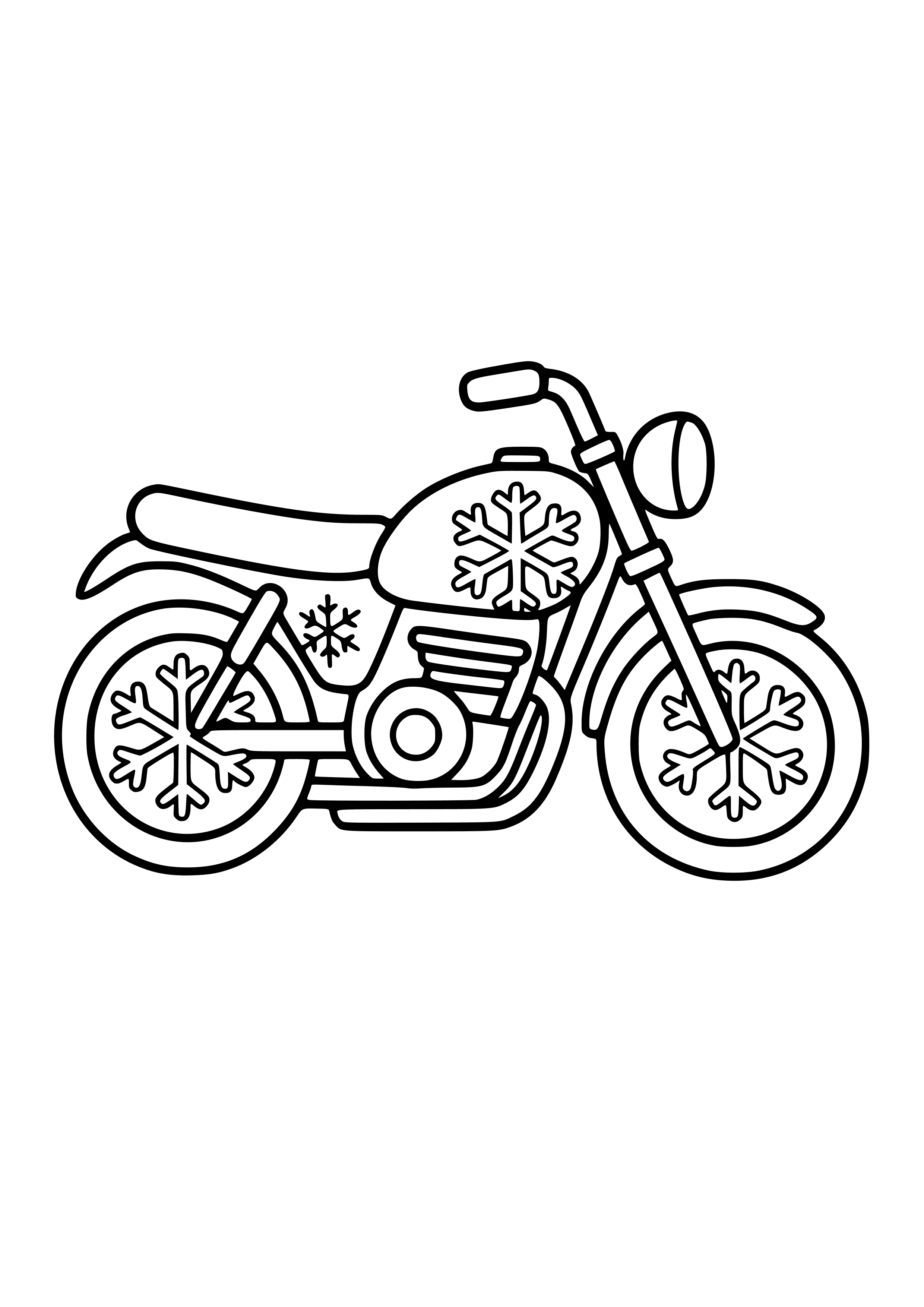 Motorbike with a Snowflake Design Coloring Page