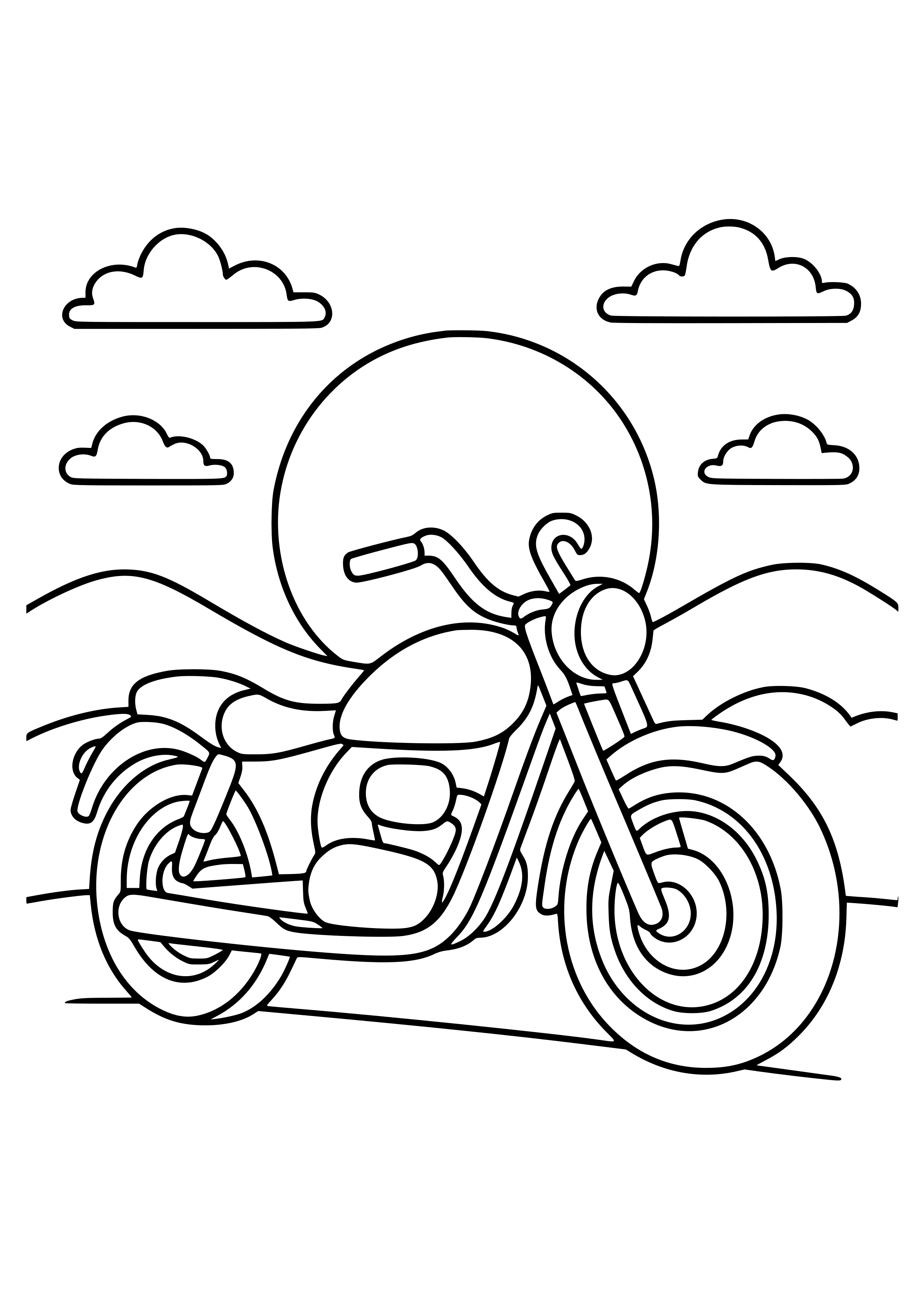 Motorbike with a Sunset Backdrop Coloring Page
