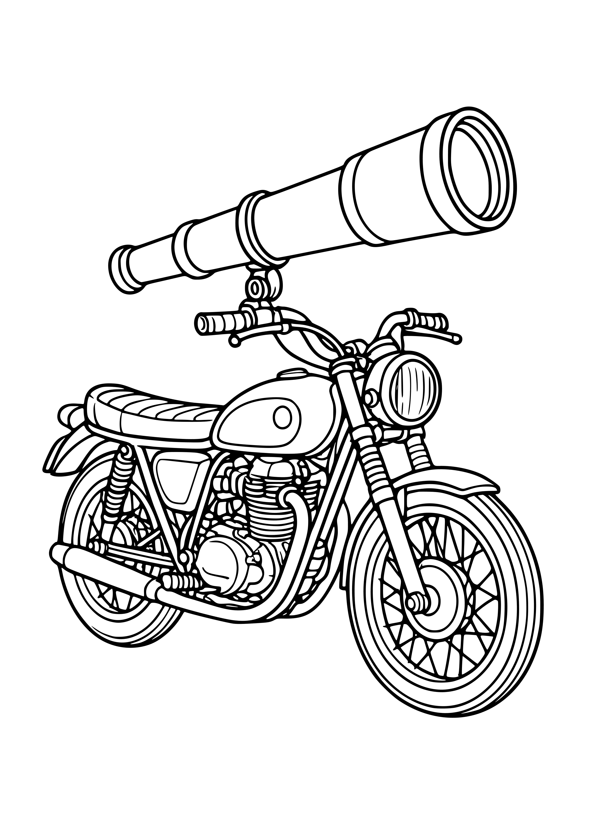 Motorbike with a Telescope Coloring Page