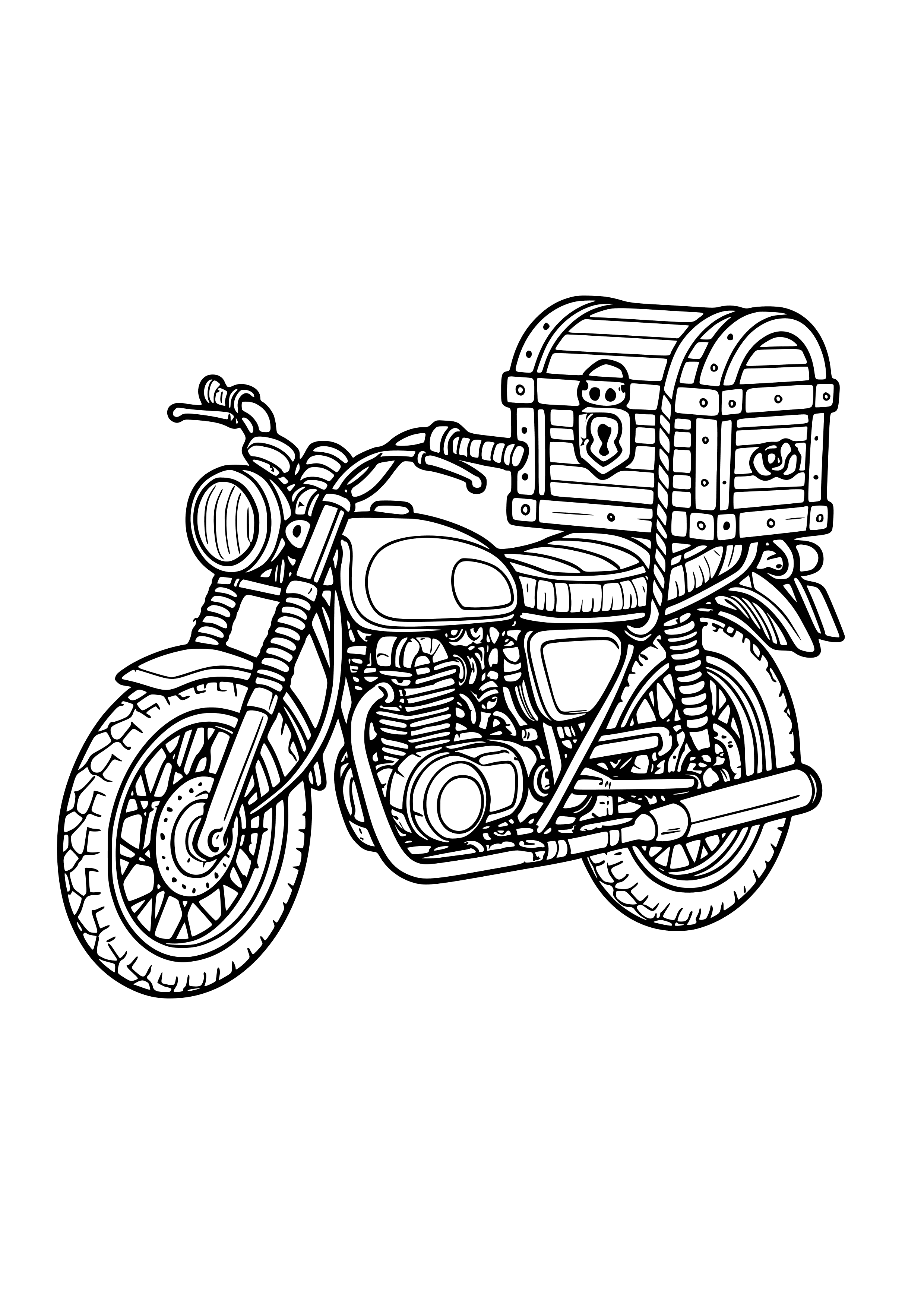 Motorbike with a Treasure Chest Coloring Page