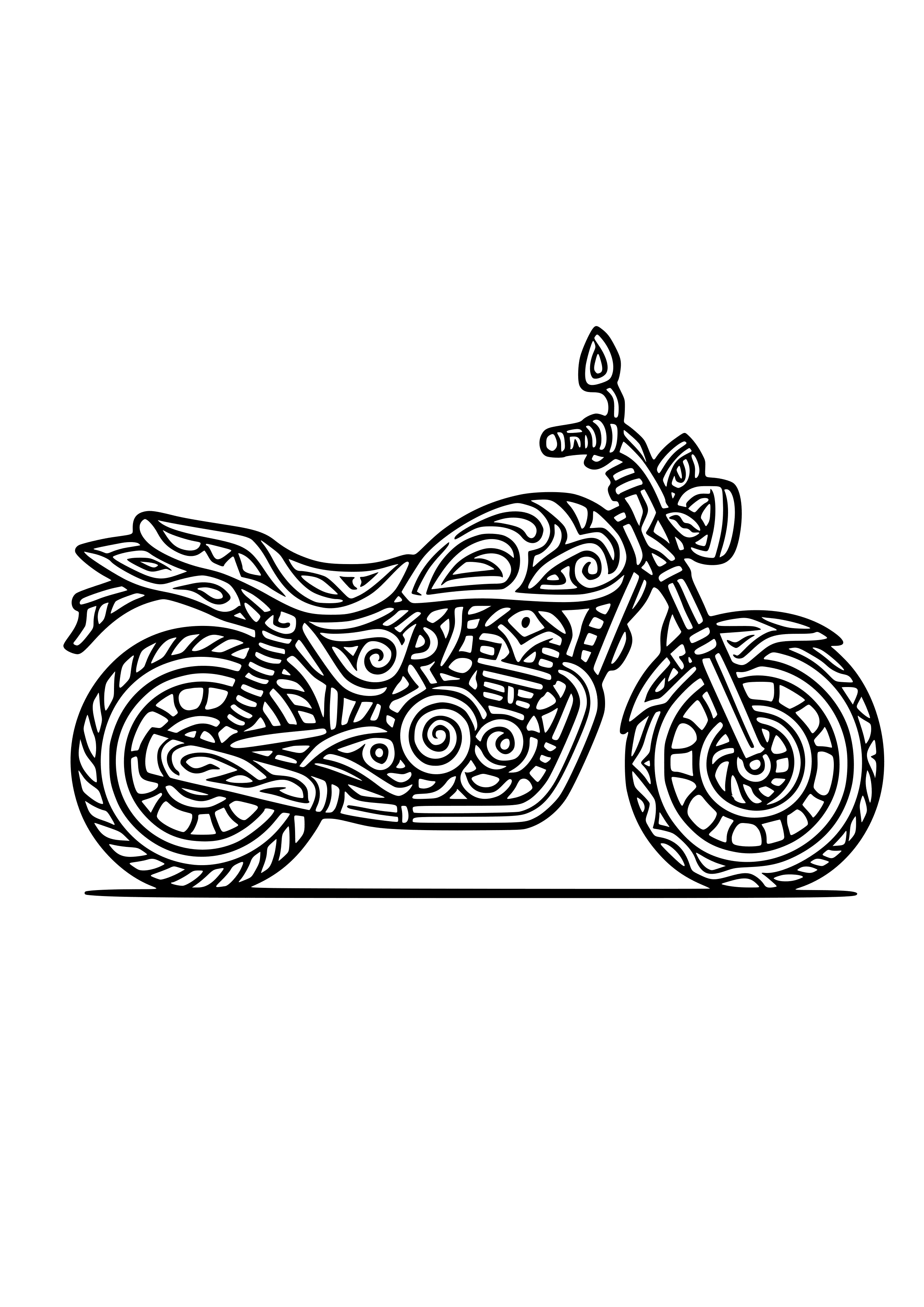 Motorbike with Tribal Designs Coloring Page