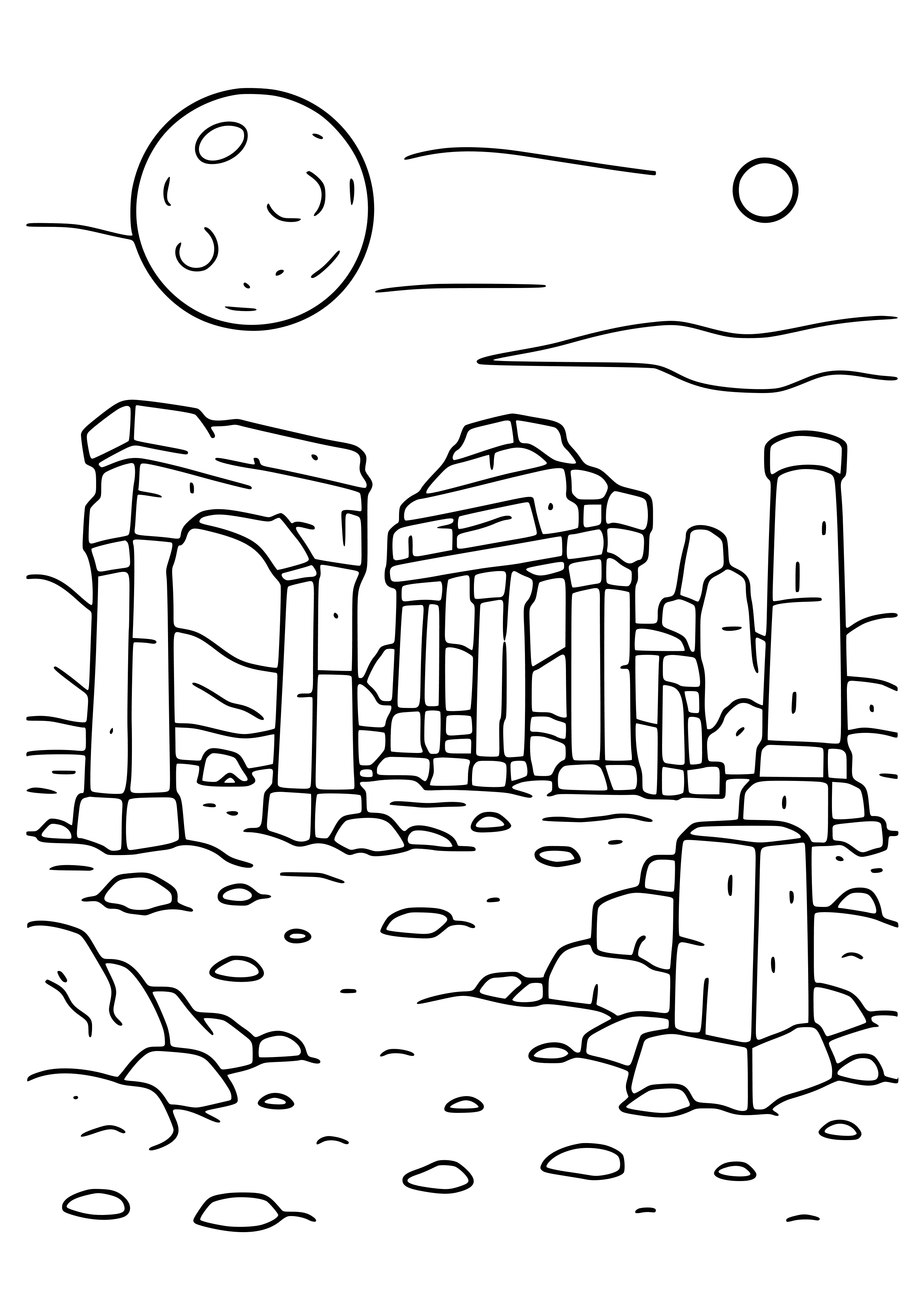 Mysterious Ancient Ruins on Mars Coloring Page
